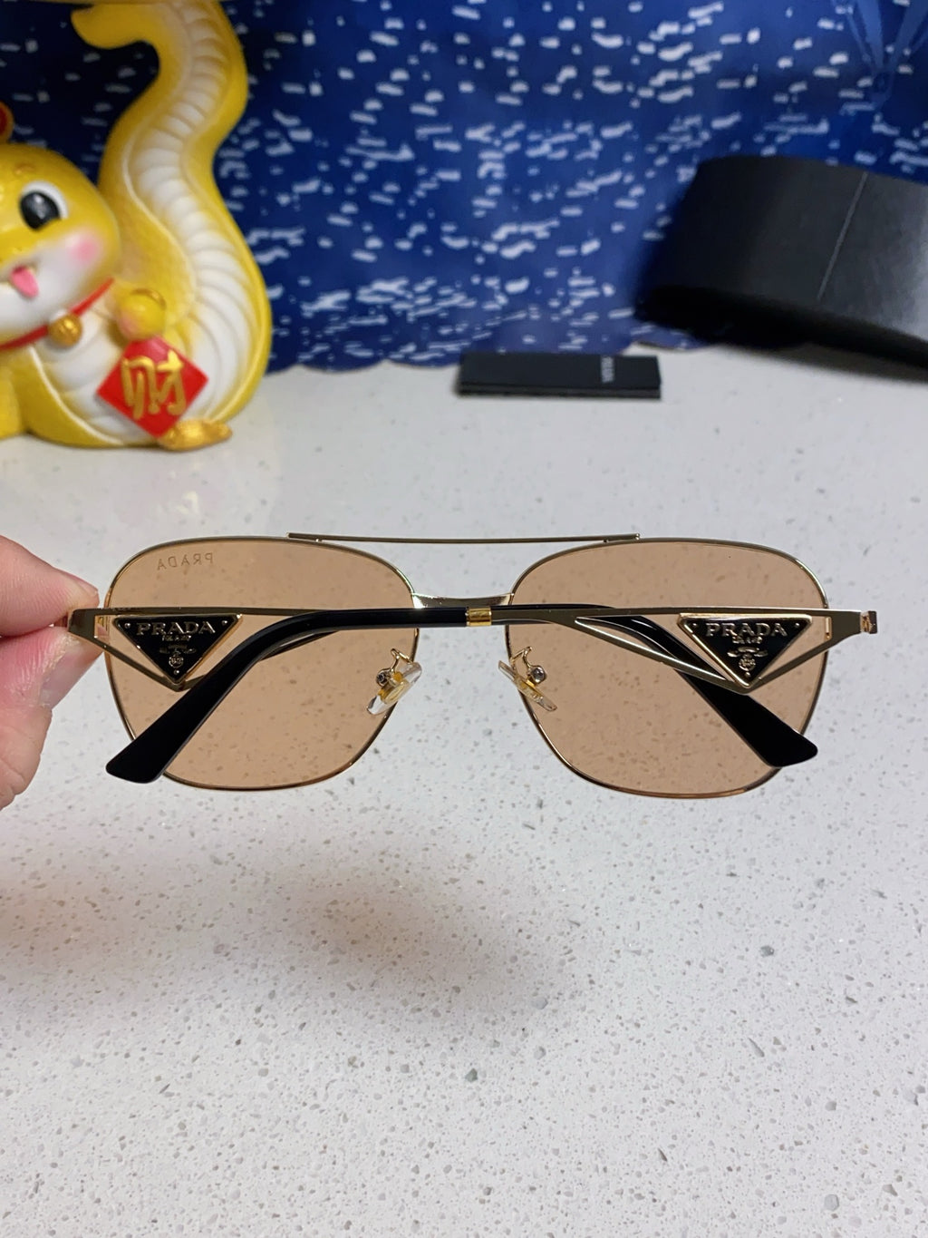 Prada Metal Fashion Gold Lens Sunglasses for Men & Women - detail image 5