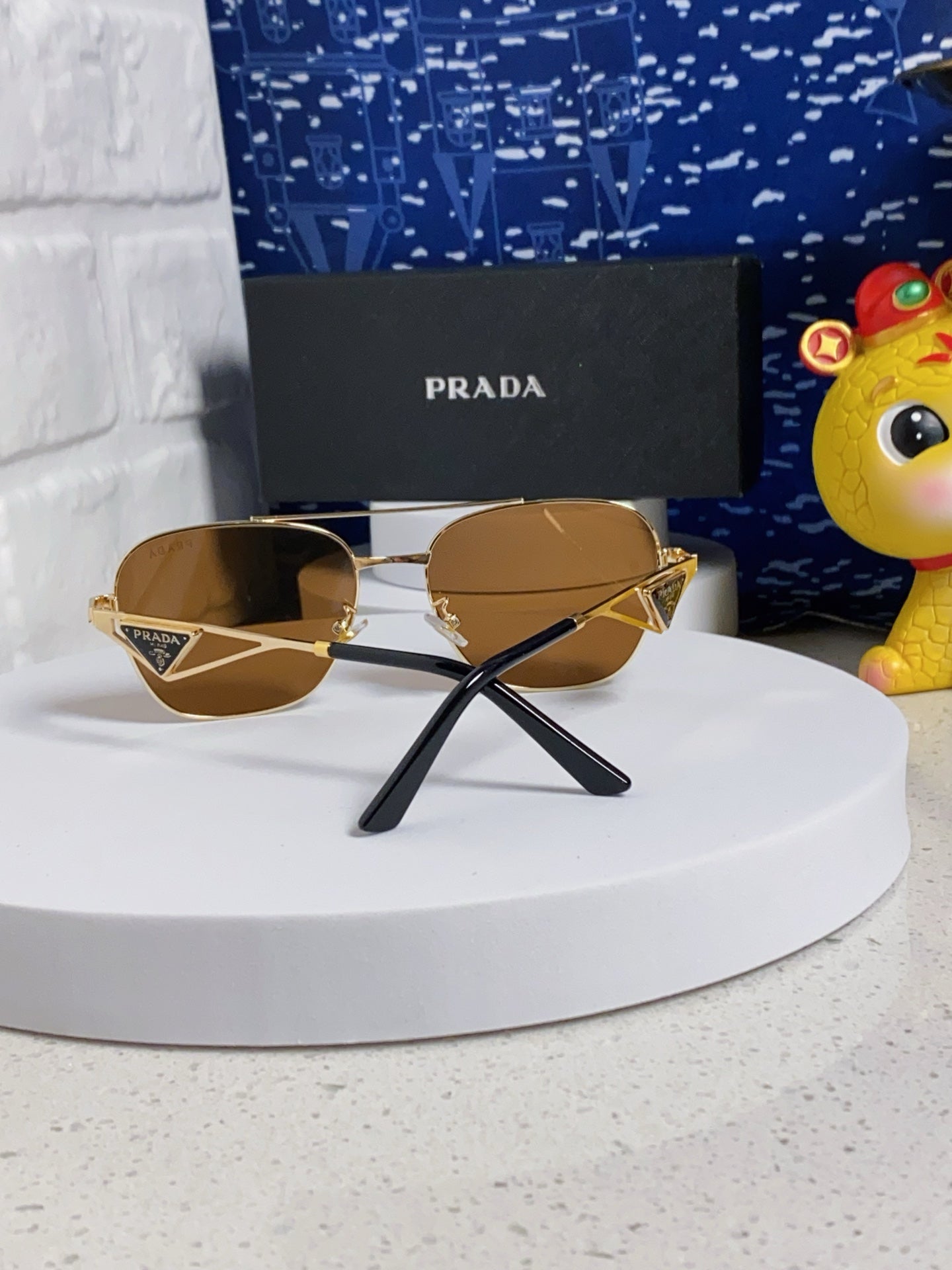 Prada Metal Fashion Black Lens Sunglasses for Men & Women - 382727 - detail image 3