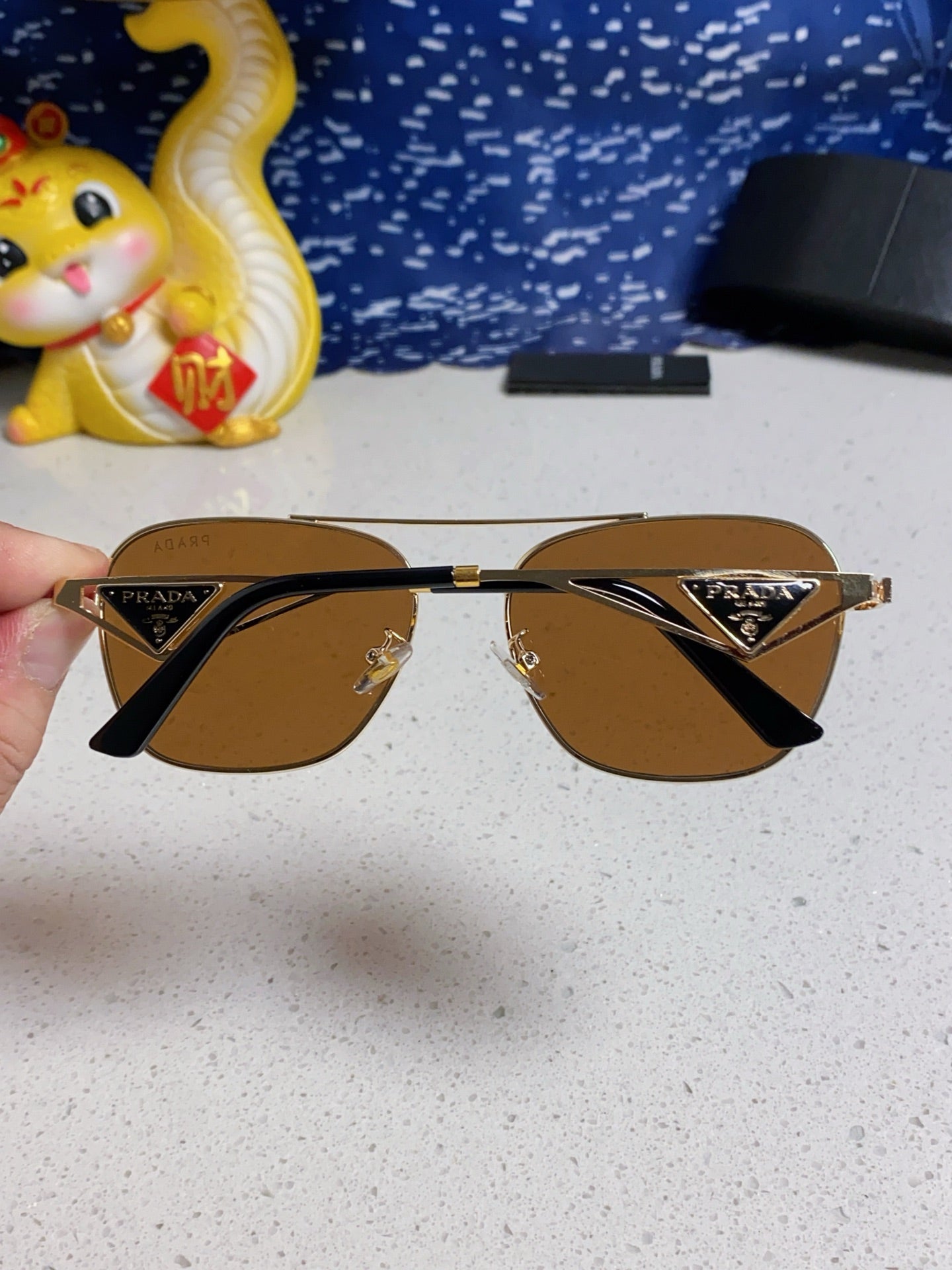 Prada Metal Fashion Black Lens Sunglasses for Men & Women - 382727 - detail image 5