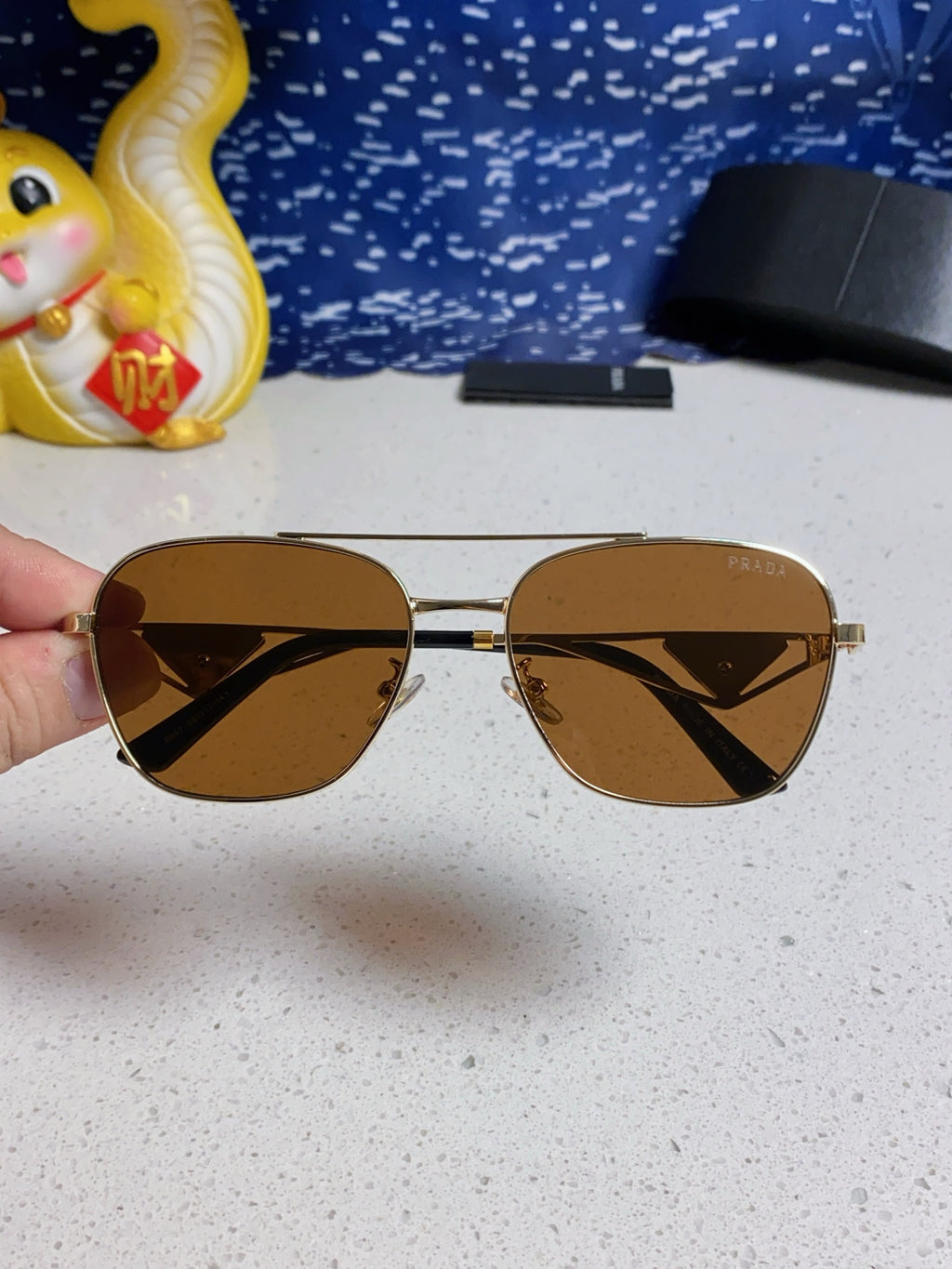 Prada Metal Fashion Black Lens Sunglasses for Men & Women - 382727 - detail image 4