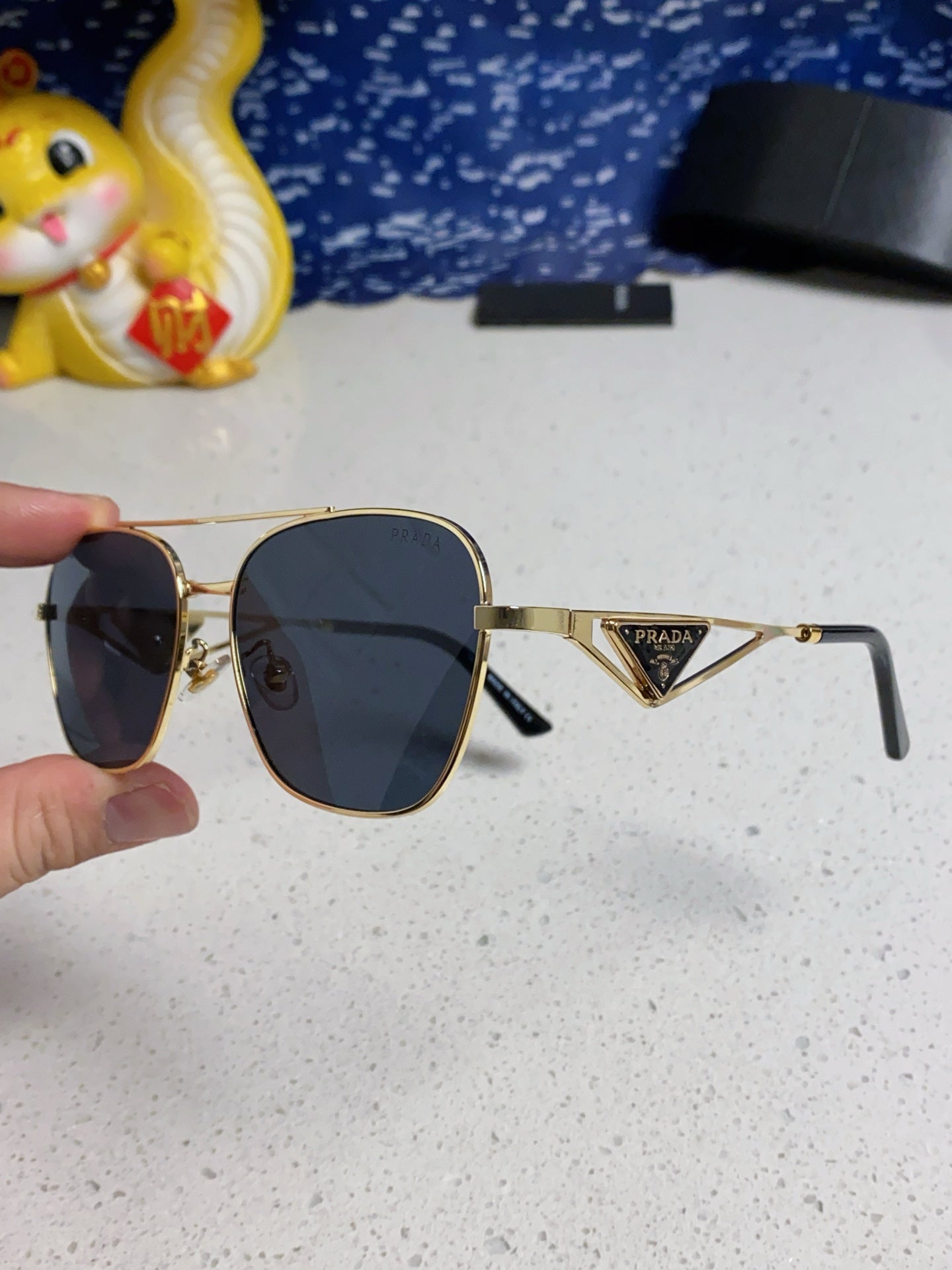 Prada Metal Fashion Blue Lens Sunglasses for Men & Women - 382728 - detail image 6