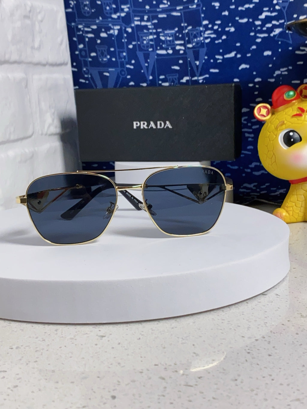 Prada Metal Fashion Blue Lens Sunglasses for Men & Women - 382728 - detail image 2