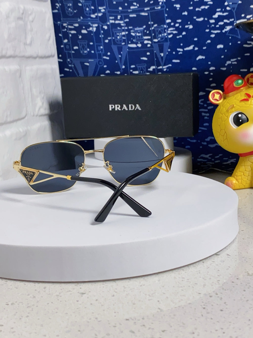 Prada Metal Fashion Blue Lens Sunglasses for Men & Women - 382728 - detail image 3
