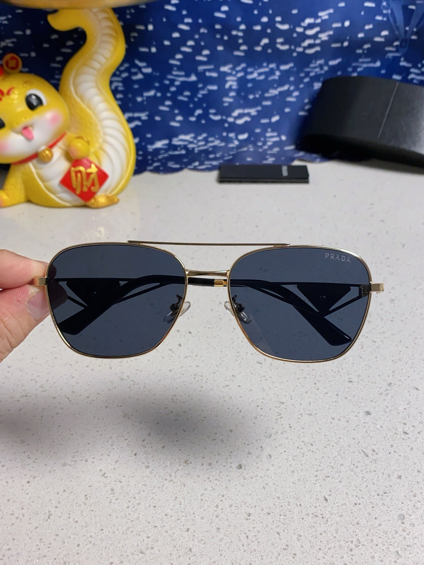 Prada Metal Fashion Blue Lens Sunglasses for Men & Women - 382728 - detail image 4