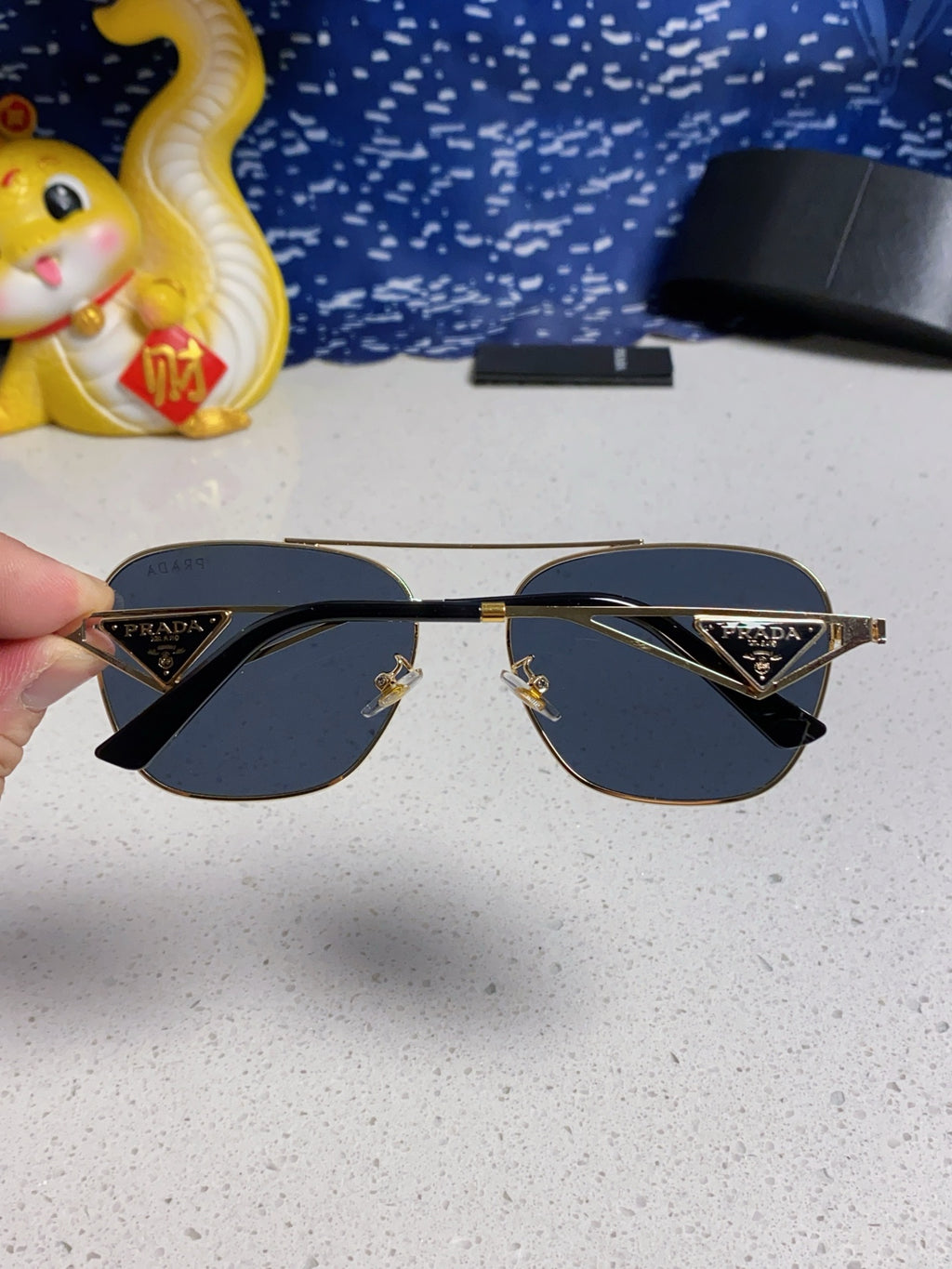 Prada Metal Fashion Blue Lens Sunglasses for Men & Women - 382728 - detail image 5