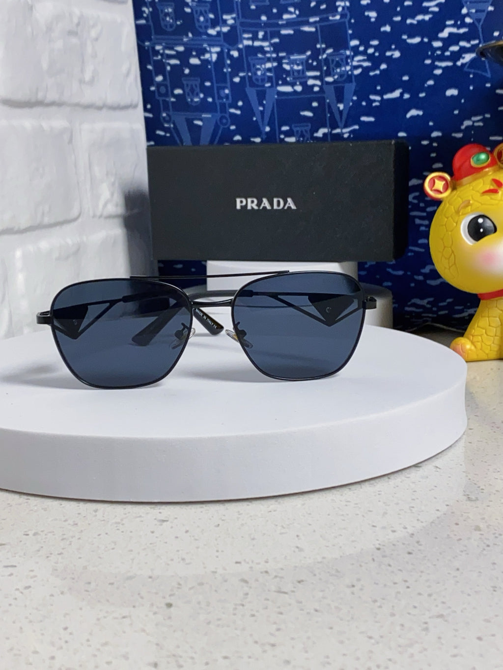 Prada Metal Fashion Blue Lens Sunglasses for Men & Women - 382729 - detail image 2