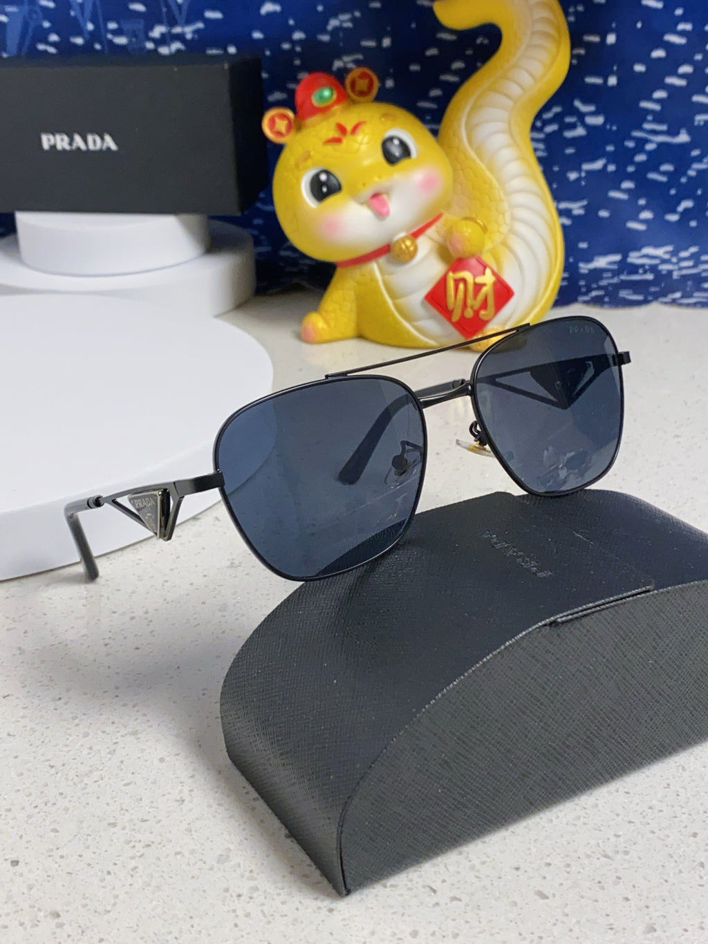 Prada Metal Fashion Blue Lens Sunglasses for Men & Women - 382729 - detail image 9