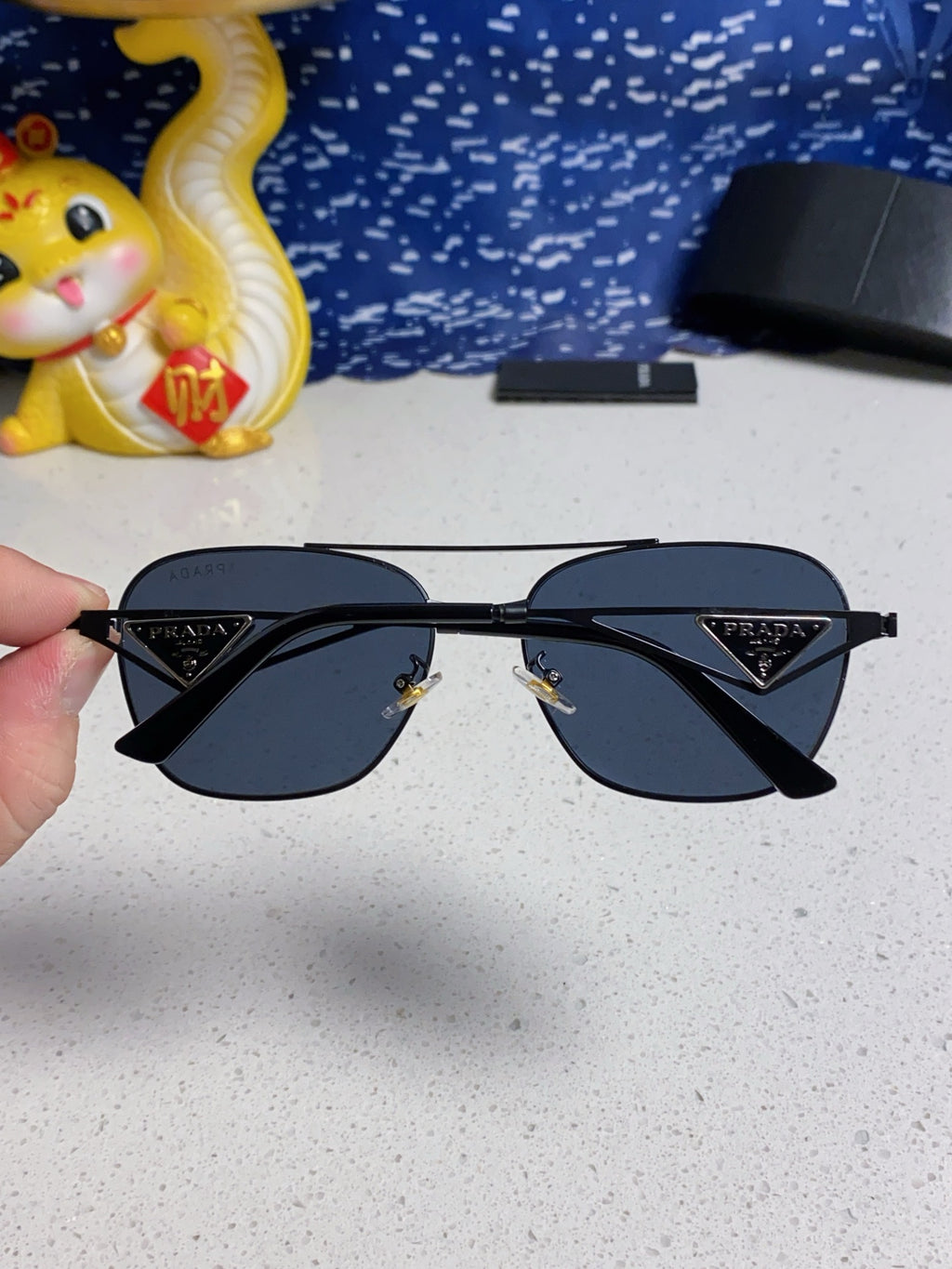 Prada Metal Fashion Blue Lens Sunglasses for Men & Women - 382729 - detail image 5