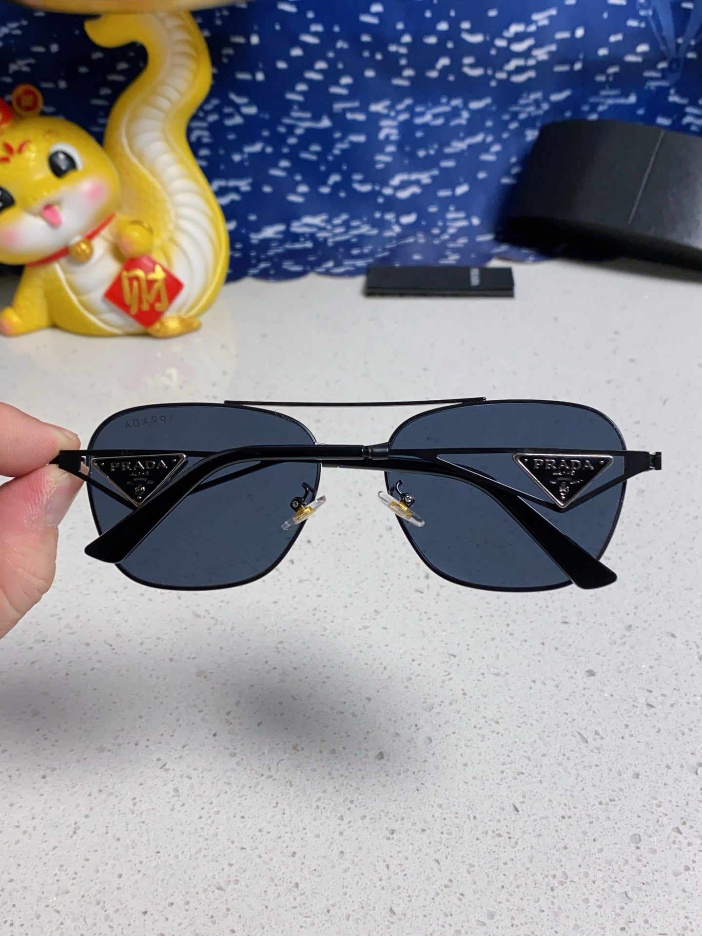 Prada Metal Fashion Blue Lens Sunglasses for Men & Women - 382729 - detail image 5