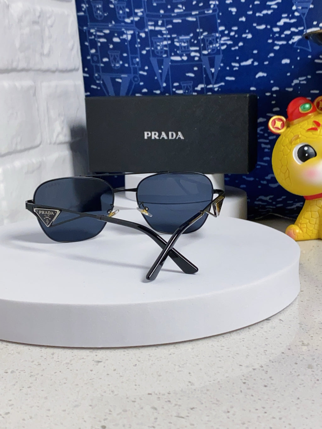 Prada Metal Fashion Blue Lens Sunglasses for Men & Women - 382729 - detail image 3