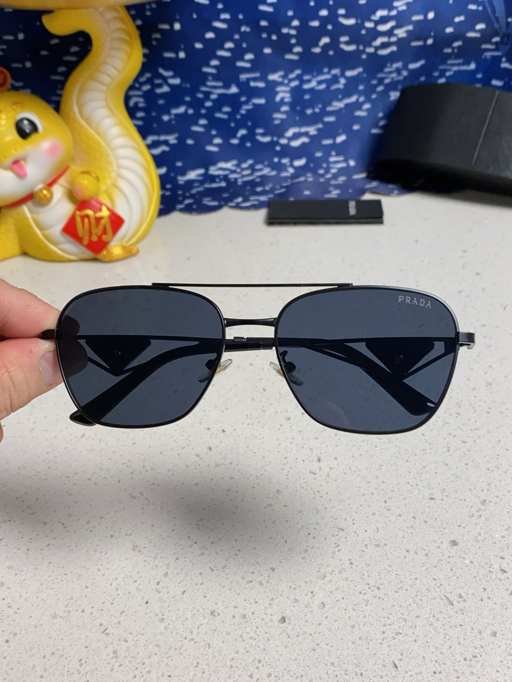 Prada Metal Fashion Blue Lens Sunglasses for Men & Women - 382729 - detail image 4
