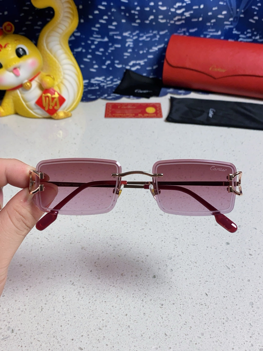 Cartier Fashion Red Lens Sunglasses for Men & Women - detail image 4