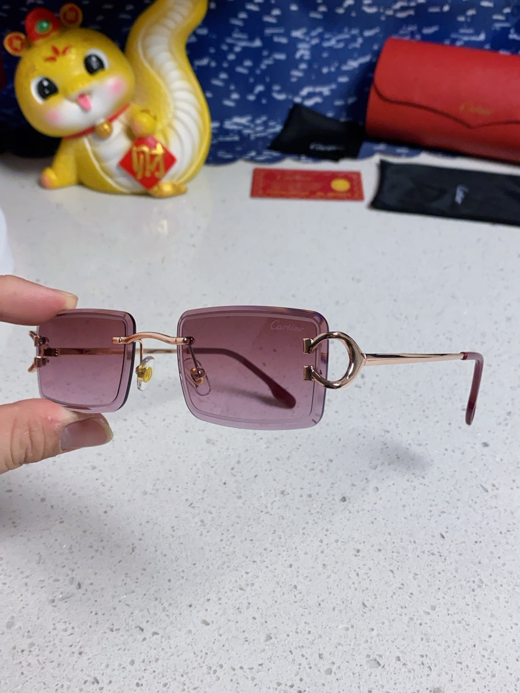 Cartier Fashion Red Lens Sunglasses for Men & Women - detail image 6