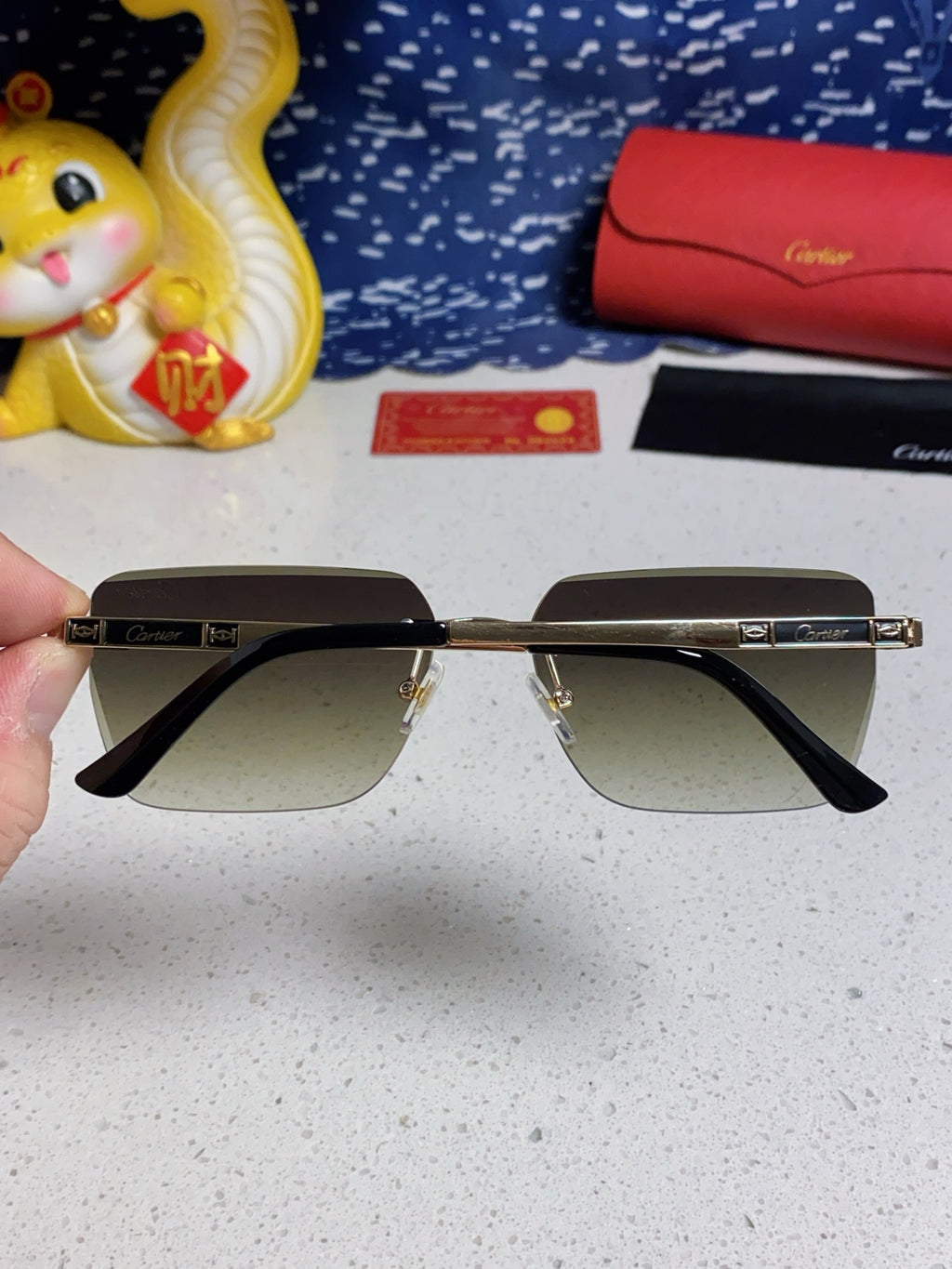Cartier Lightweight Rimless Silver Lens Sunglasses for Men & Women - 487318 - detail image 5