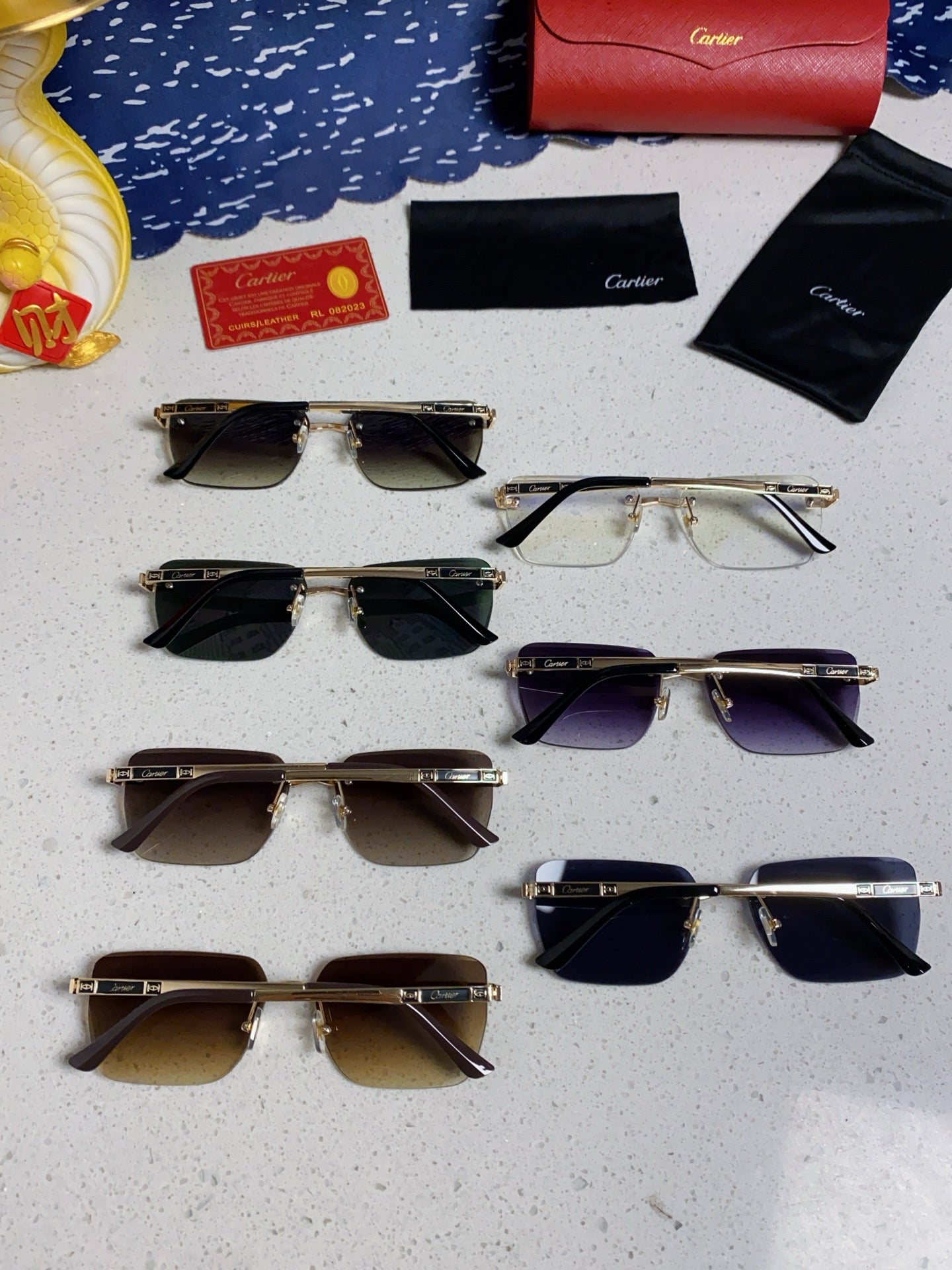Cartier Lightweight Rimless Silver Lens Sunglasses for Men & Women - 487320 - detail image 11