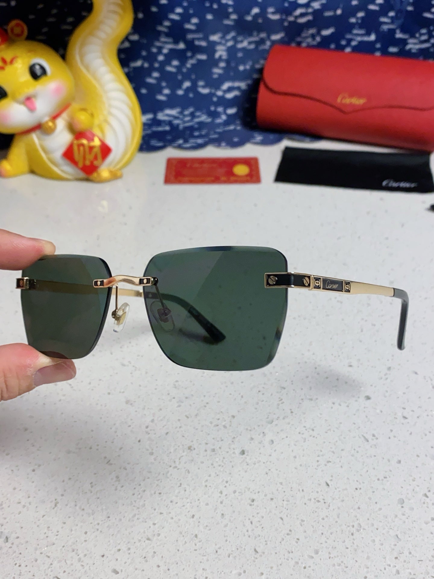 Cartier Lightweight Rimless Silver Lens Sunglasses for Men & Women - 432302 - detail image 6