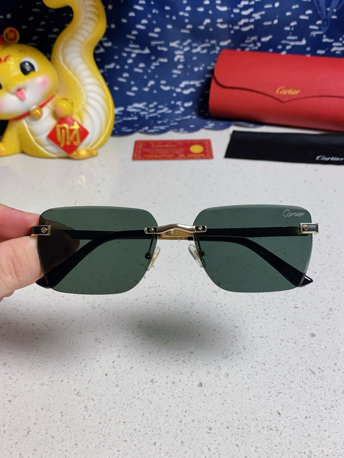 Cartier Lightweight Rimless Silver Lens Sunglasses for Men & Women - 487319 - detail image 4