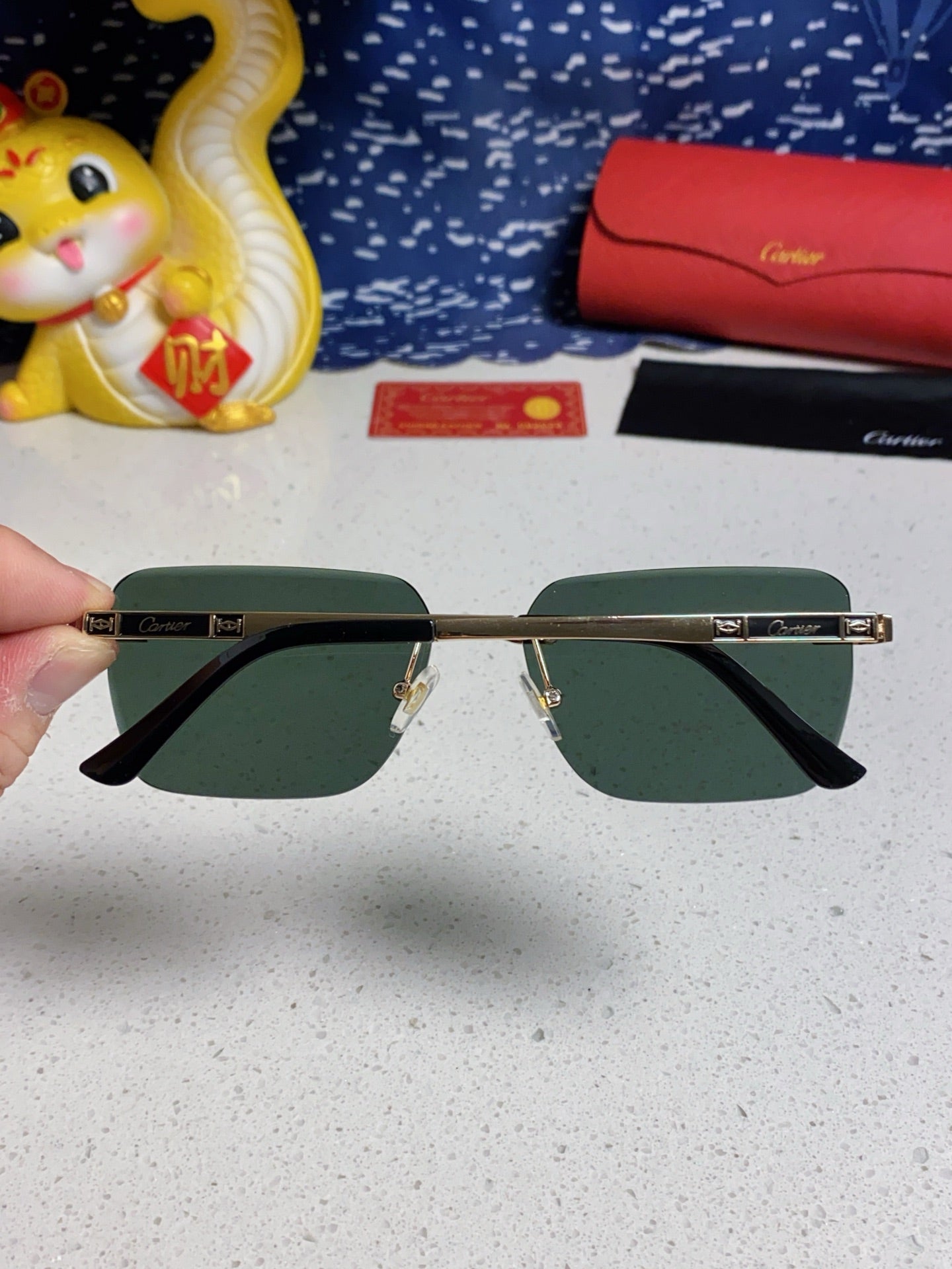Cartier Lightweight Rimless Silver Lens Sunglasses for Men & Women - 487319 - detail image 5