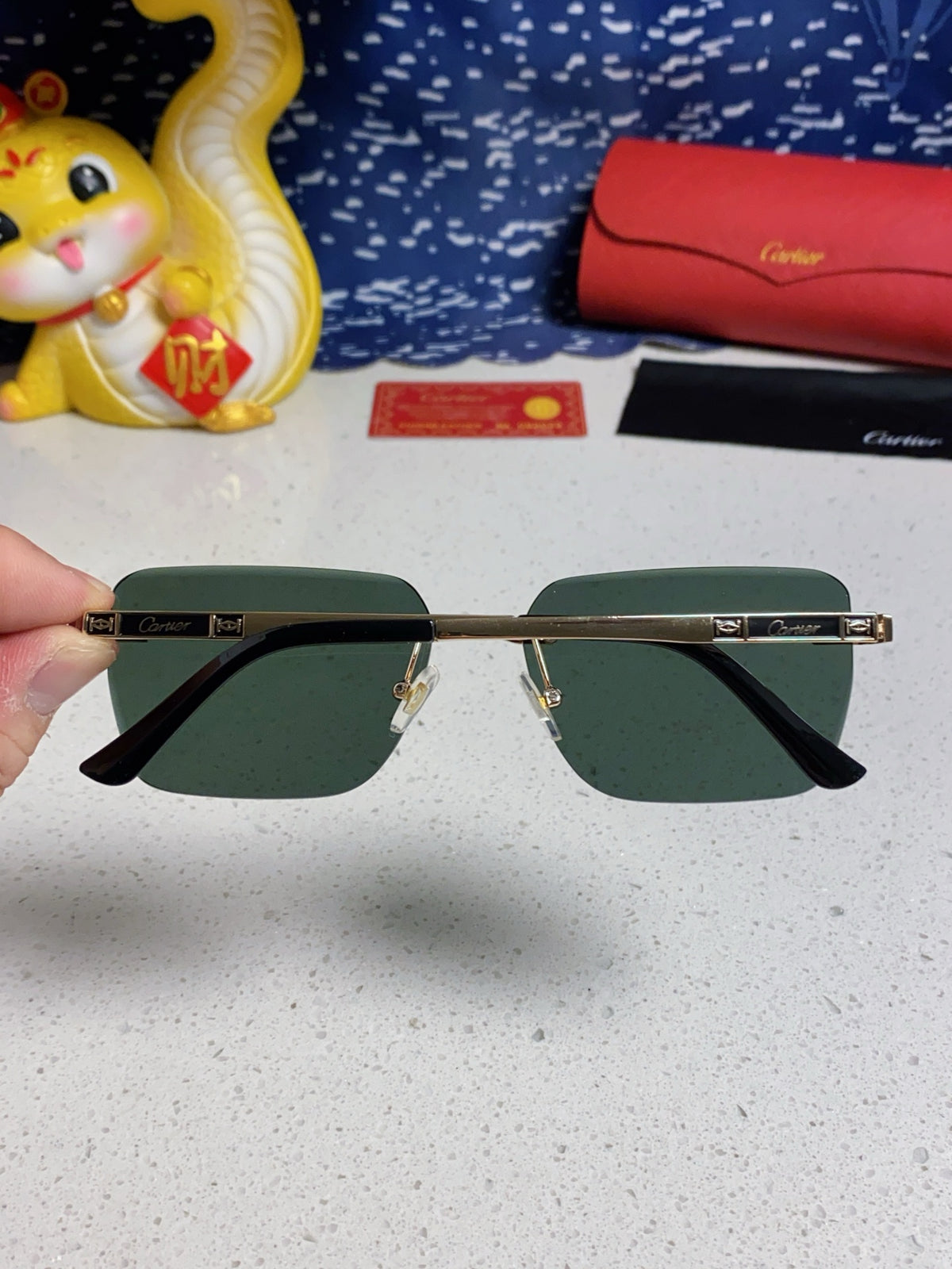 Cartier Lightweight Rimless Silver Lens Sunglasses for Men & Women - 432302 - detail image 5
