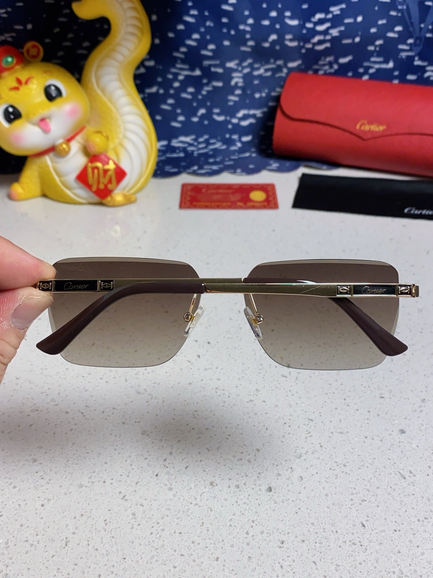 Cartier Lightweight Rimless Silver Lens Sunglasses for Men & Women - 432303 - detail image 5