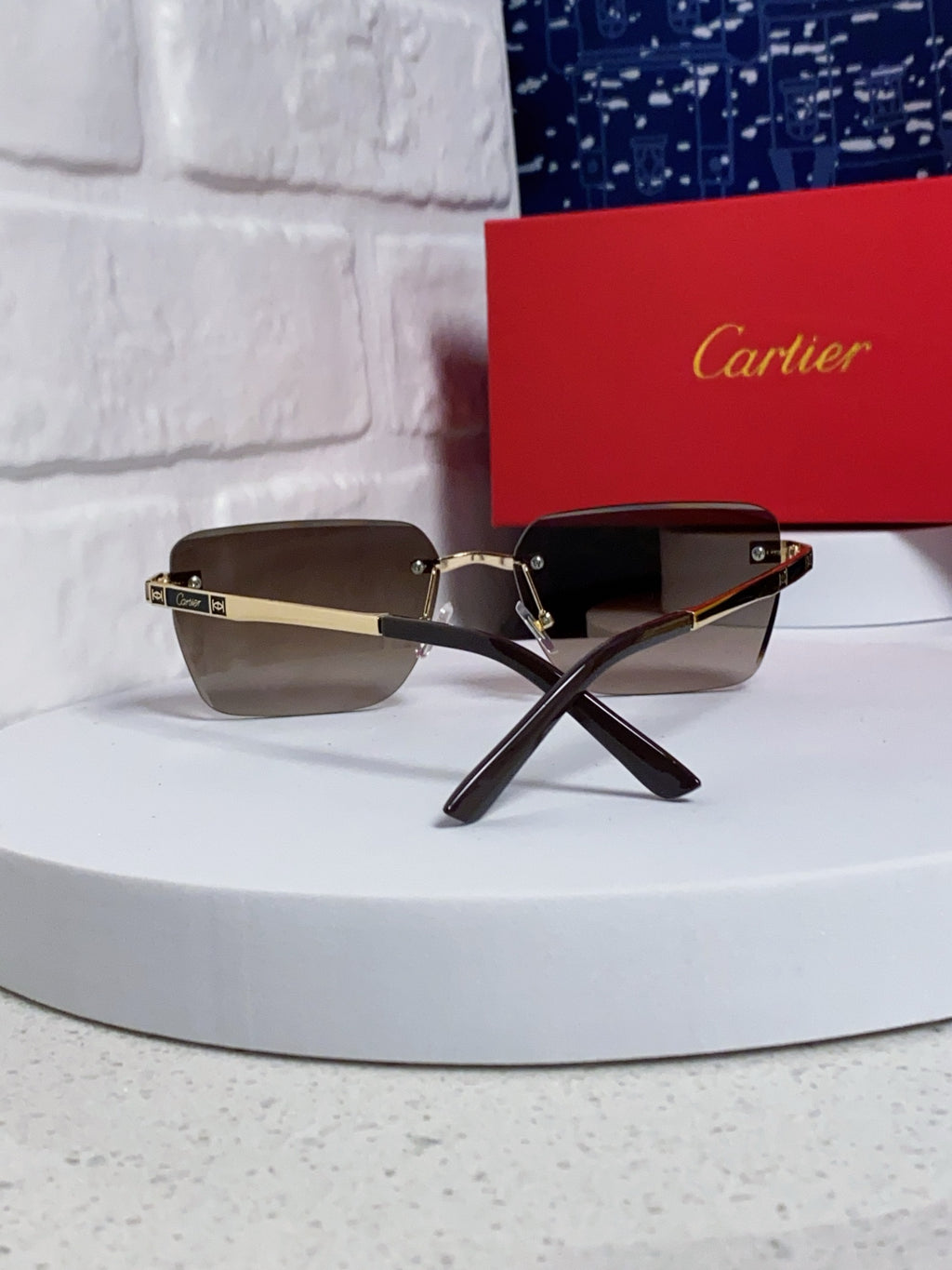 Cartier Lightweight Rimless Silver Lens Sunglasses for Men & Women - 432303 - detail image 3
