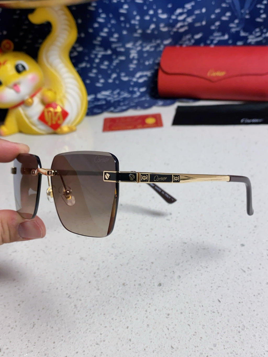 Cartier Lightweight Rimless Silver Lens Sunglasses for Men & Women - 432303 - detail image 6