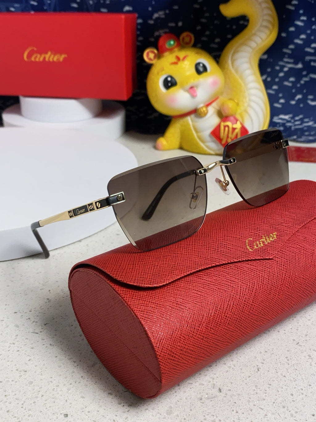 Cartier Lightweight Rimless Silver Lens Sunglasses for Men & Women - 487320 - detail image 10
