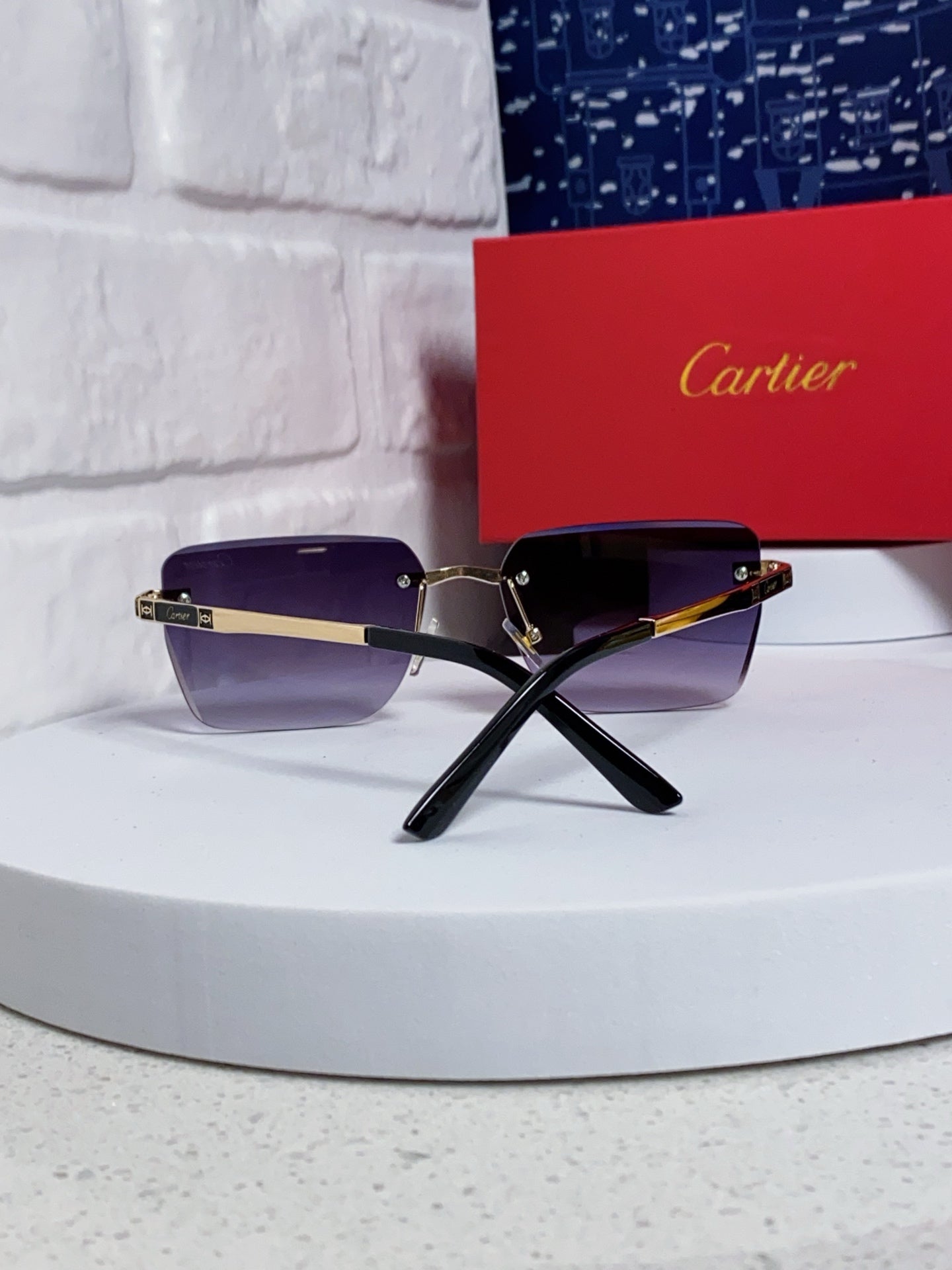 Cartier Lightweight Rimless Silver Lens Sunglasses for Men & Women - 487322 - detail image 3