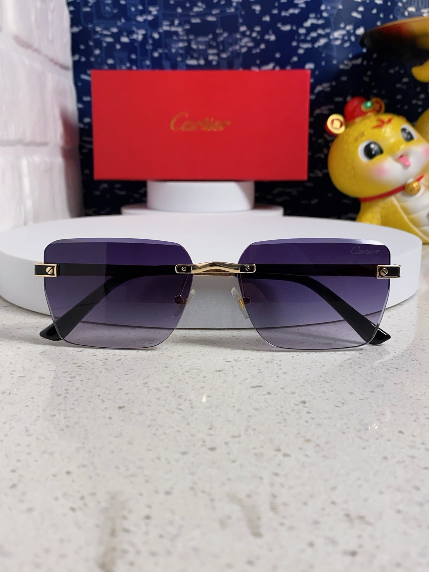 Cartier Lightweight Rimless Silver Lens Sunglasses for Men & Women - 487322 - detail image 9