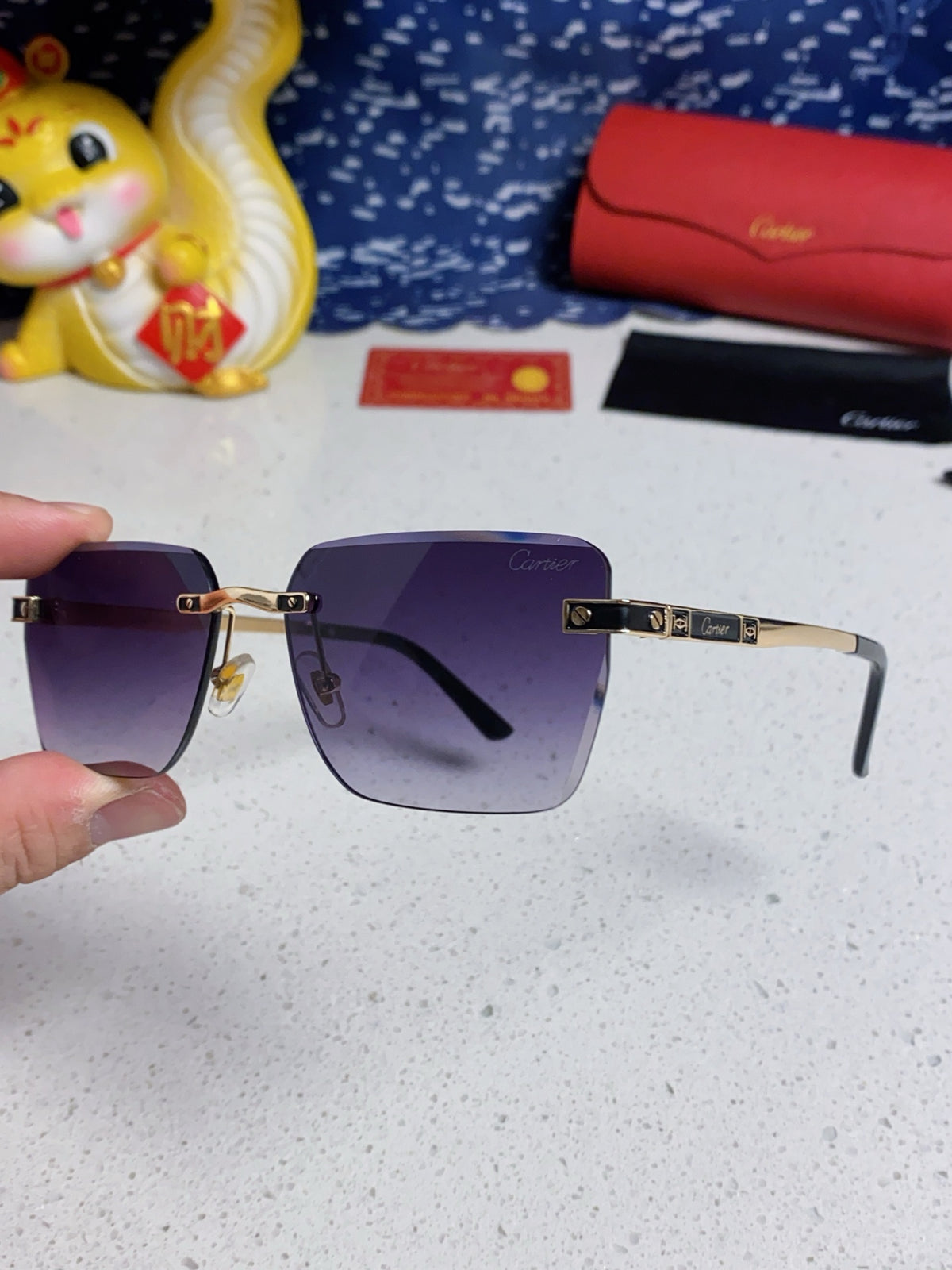 Cartier Lightweight Rimless Silver Lens Sunglasses for Men & Women - 432305 - detail image 6