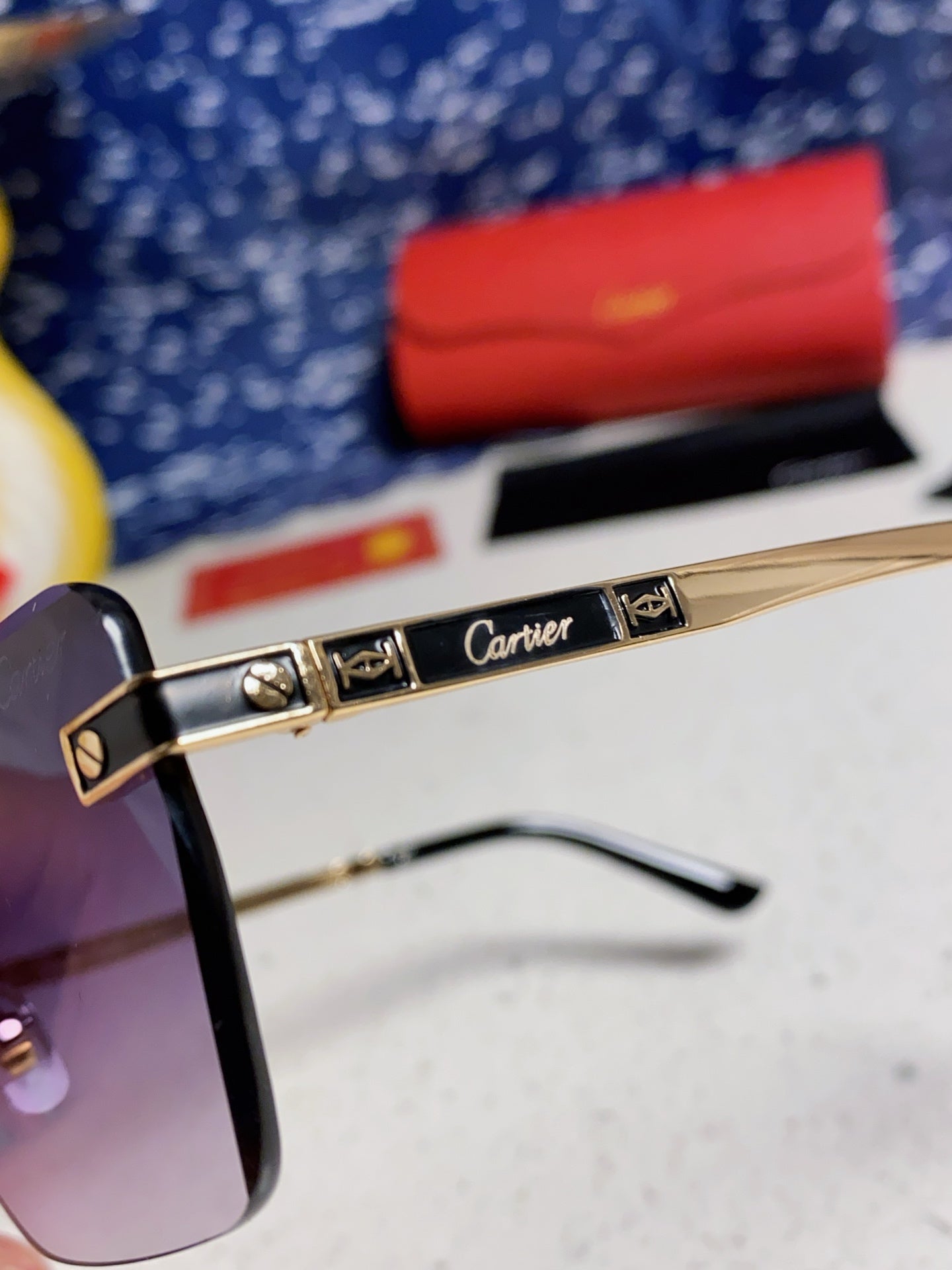 Cartier Lightweight Rimless Silver Lens Sunglasses for Men & Women - 487322 - detail image 7
