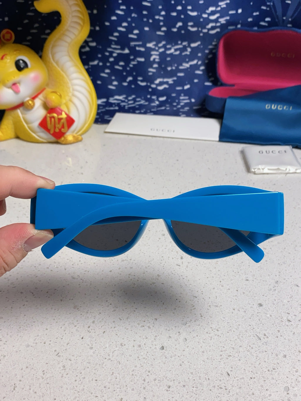 Gucci Cat-Eye Blue Lens Sunglasses for Men & Women - detail image 5