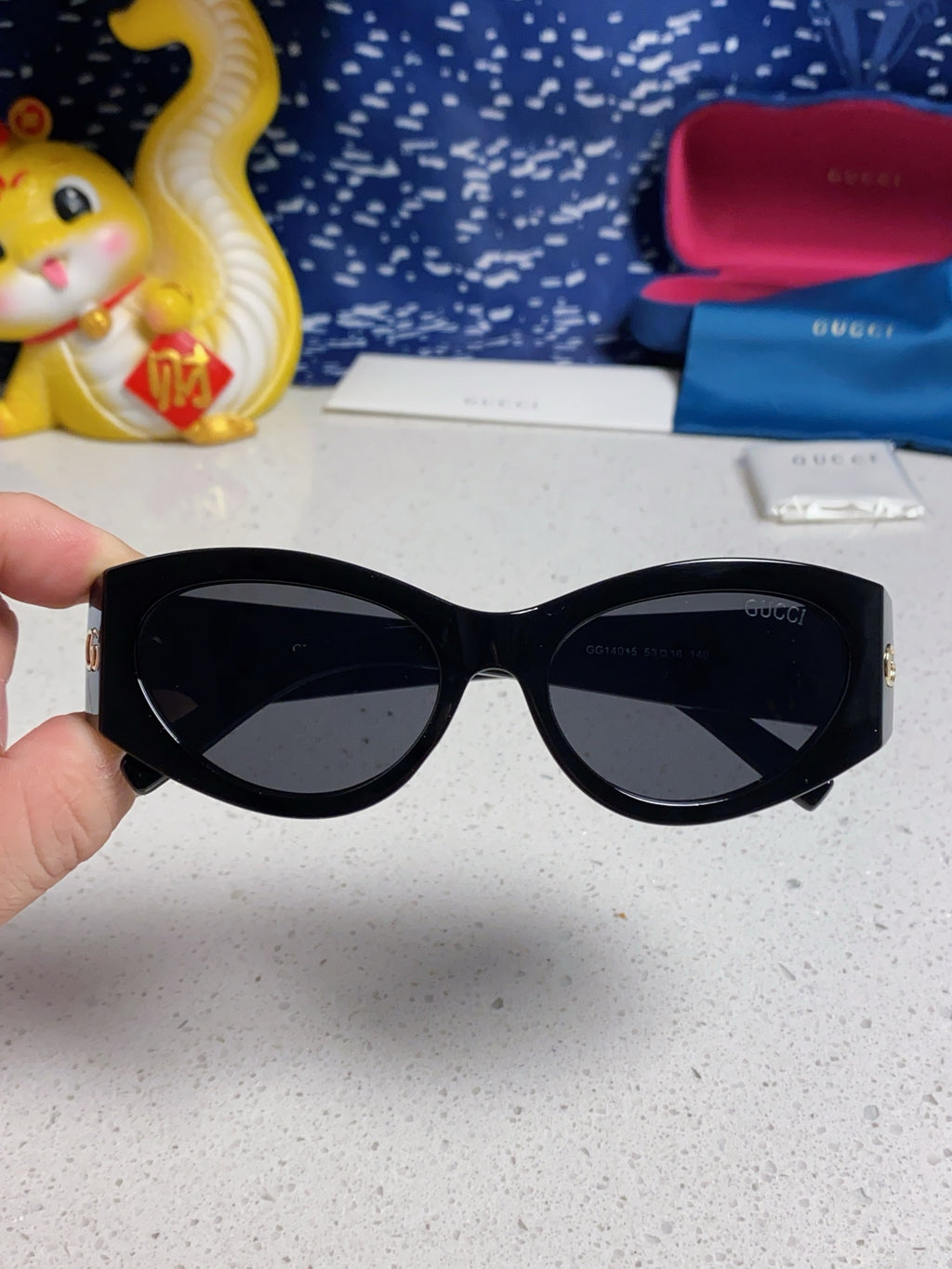 Gucci Cat-Eye Black Lens Sunglasses for Men & Women - 132225 - detail image 5