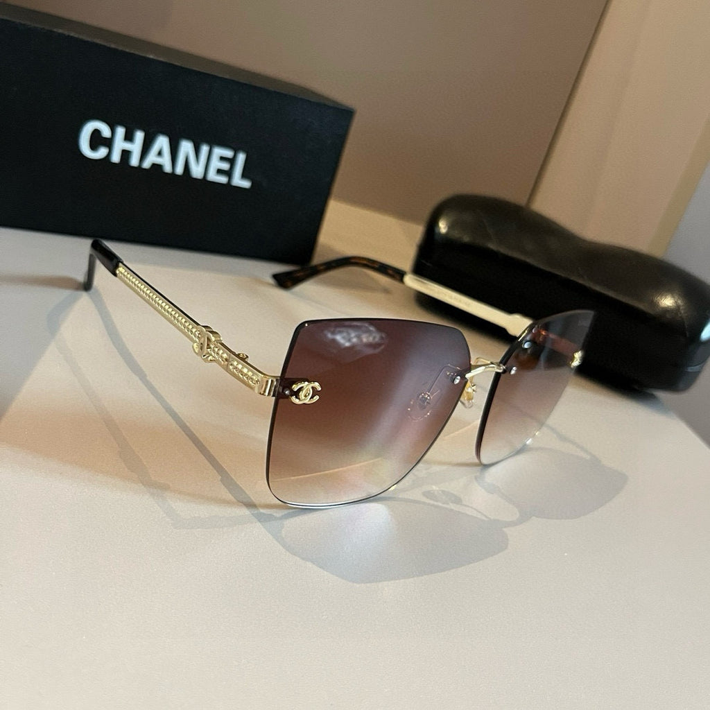 Chanel Oversized Gold Lens Sunglasses for Men & Women - 382199