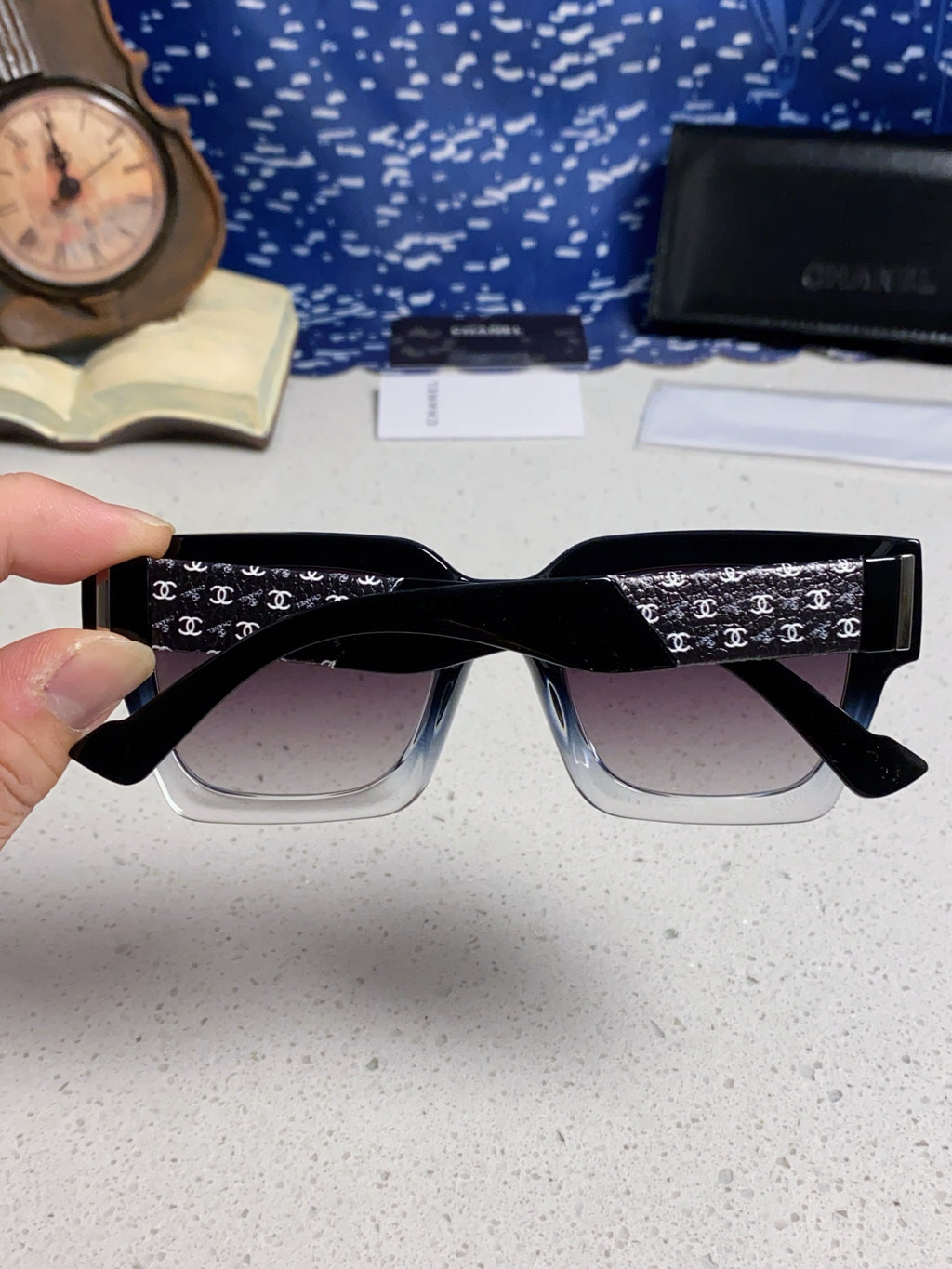 Chanel Polarized Square Silver Lens Sunglasses for Women - 158342 - detail image 5
