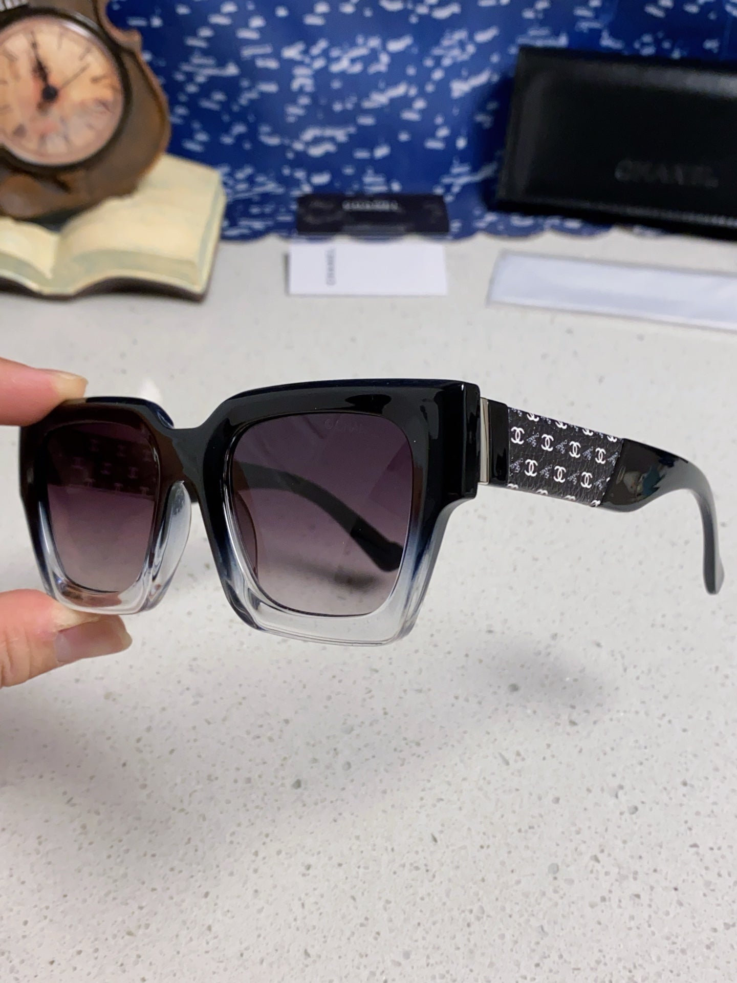 Chanel Polarized Square Silver Lens Sunglasses for Women - 398496 - detail image 6