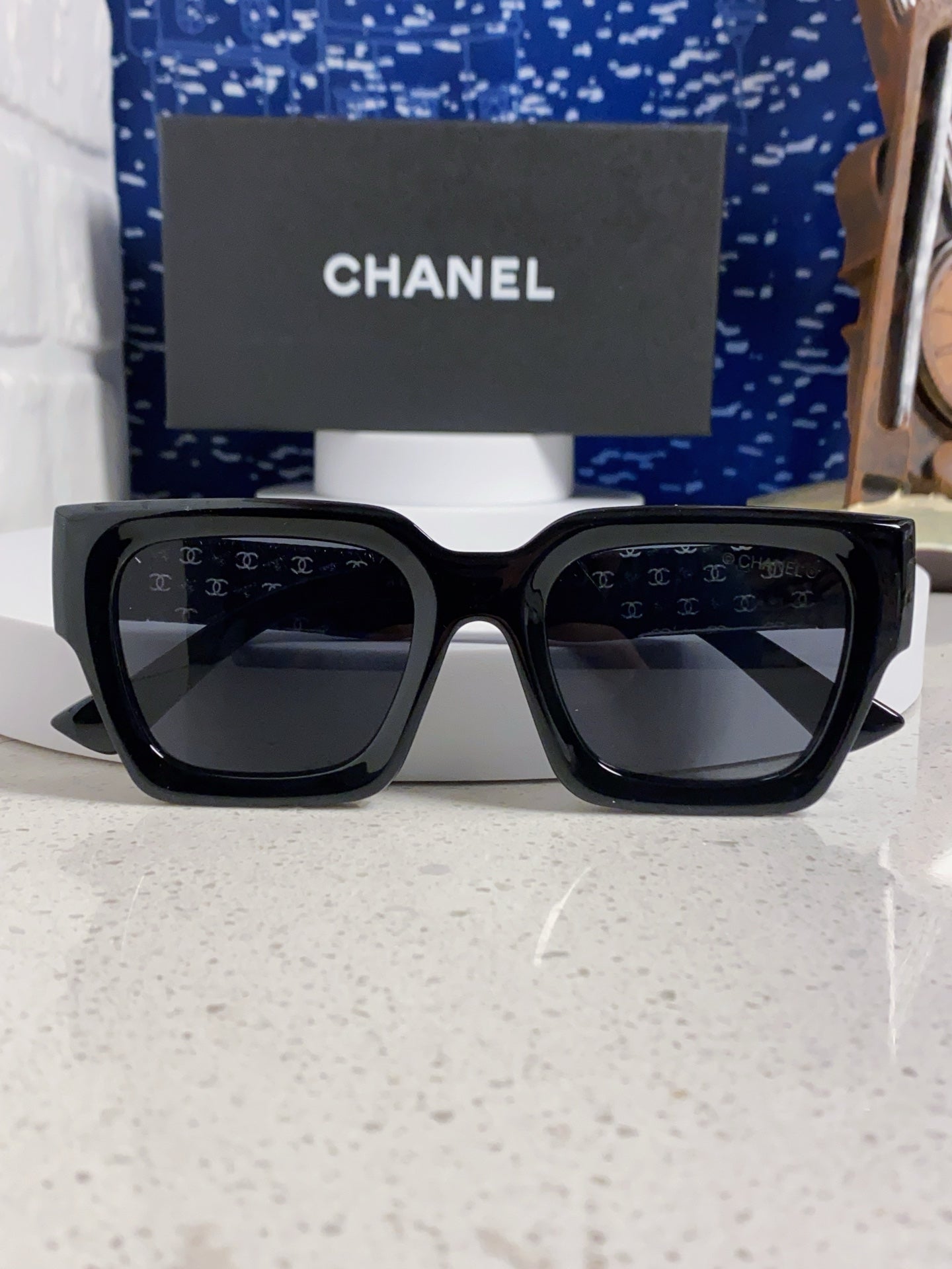 Chanel Polarized Square Gray Lens Sunglasses for Women - 398499 - detail image 9