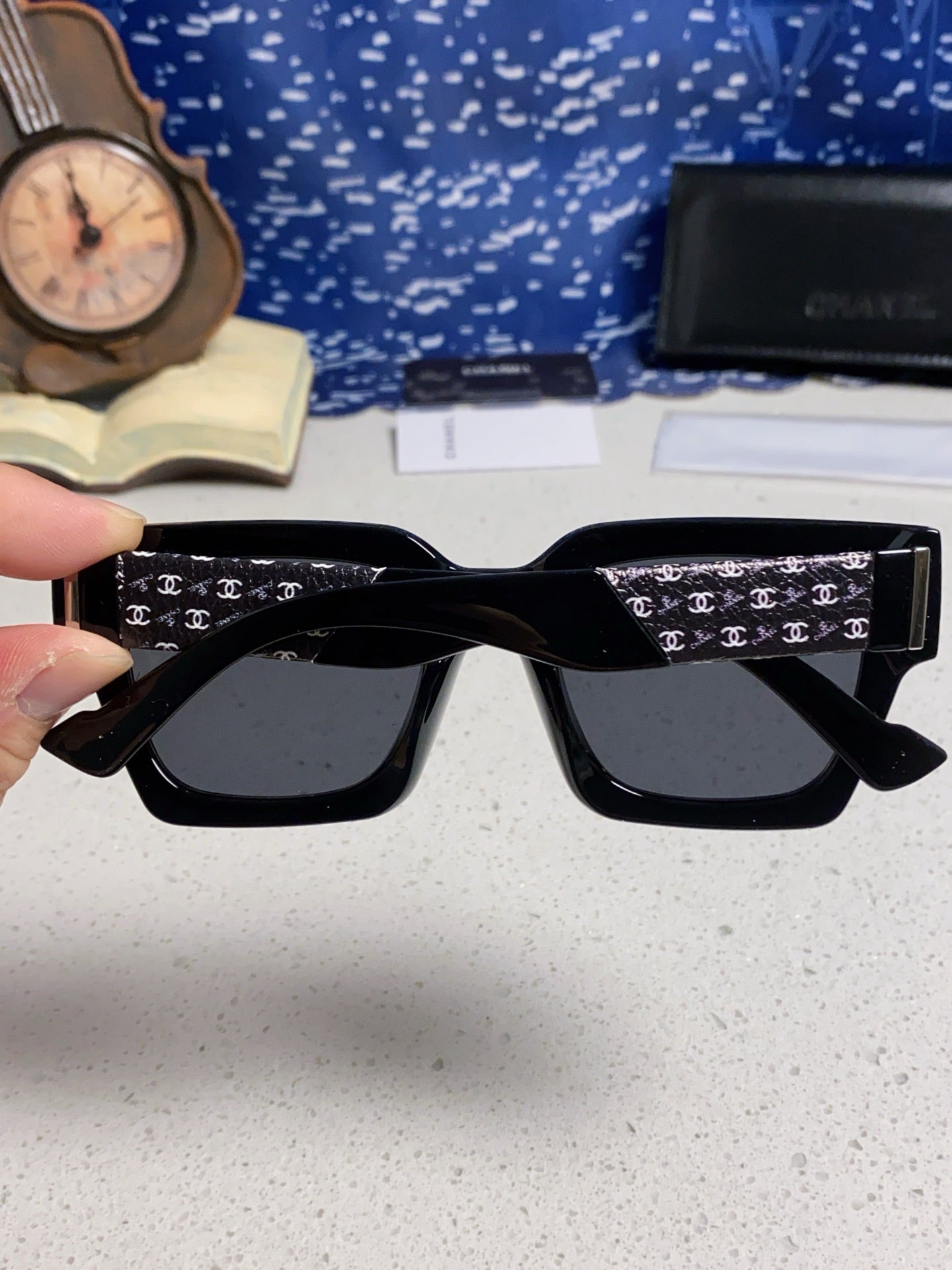 Chanel Polarized Square Gray Lens Sunglasses for Women - 398499 - detail image 5
