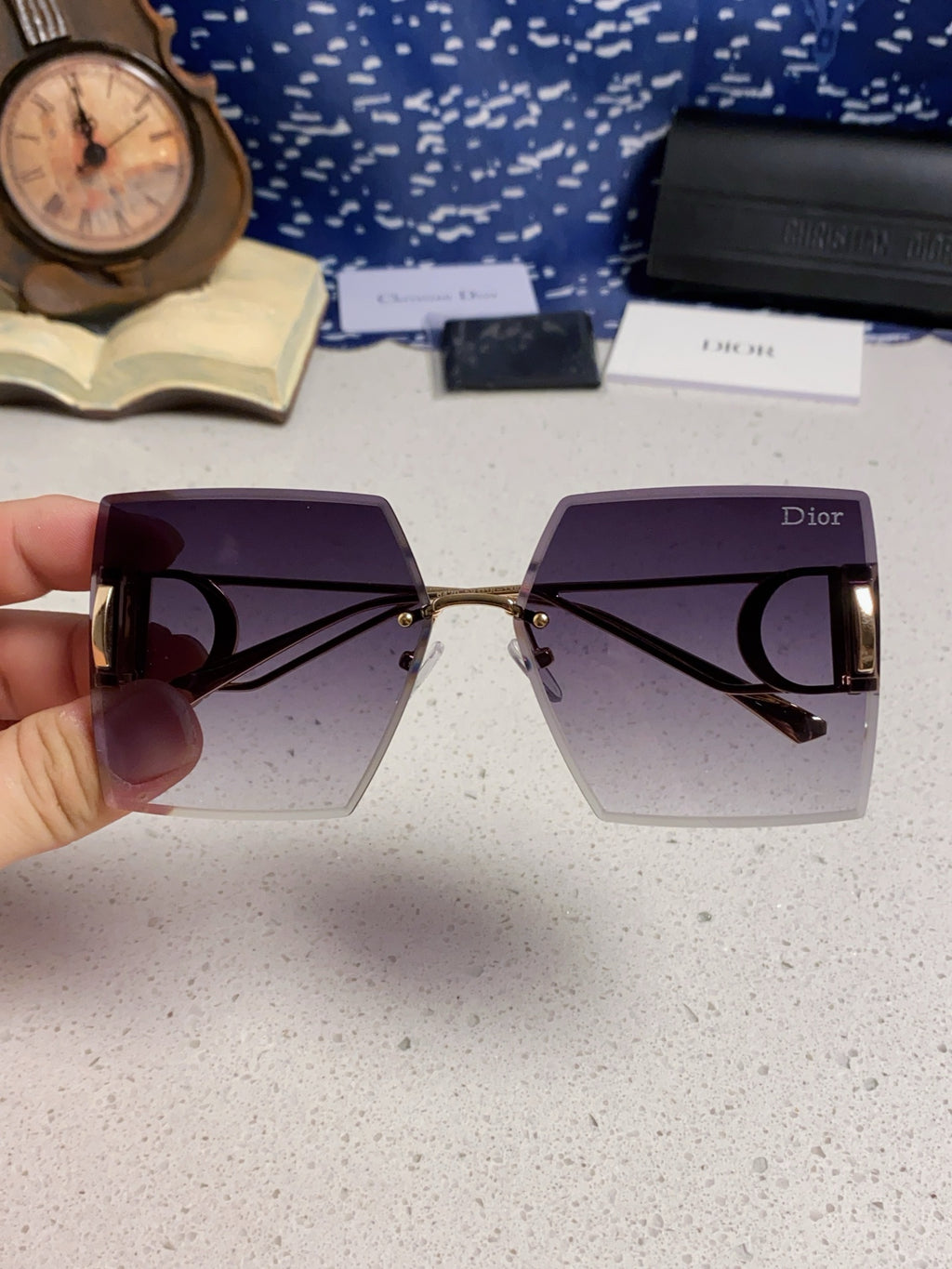 Dior 30MONTAIGNE Lightweight Rimless Gray Lens Sunglasses for Men & W - 867125 - detail image 4