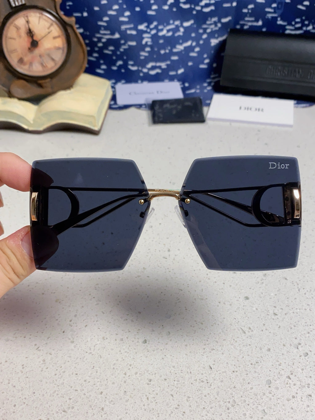 Dior 30MONTAIGNE Lightweight Rimless Blue Lens Sunglasses for Men & W - 415362 - detail image 4