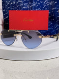 Cartier Lightweight Metal Rimless Blue Lens Sunglasses for Men & Wome - 465795