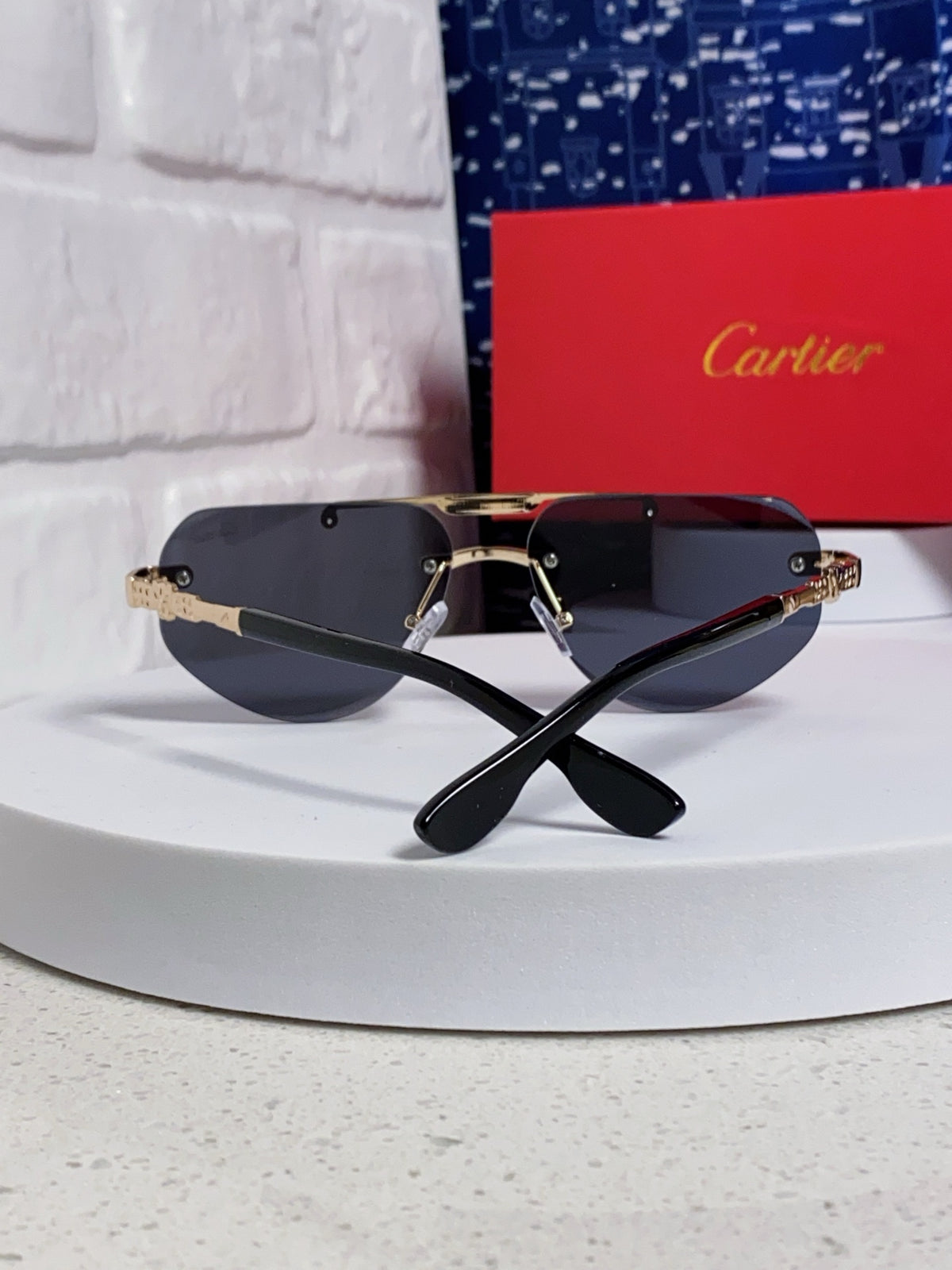 Cartier Lightweight Metal Rimless Silver Lens Sunglasses for Men & Wo - 465797 - detail image 3
