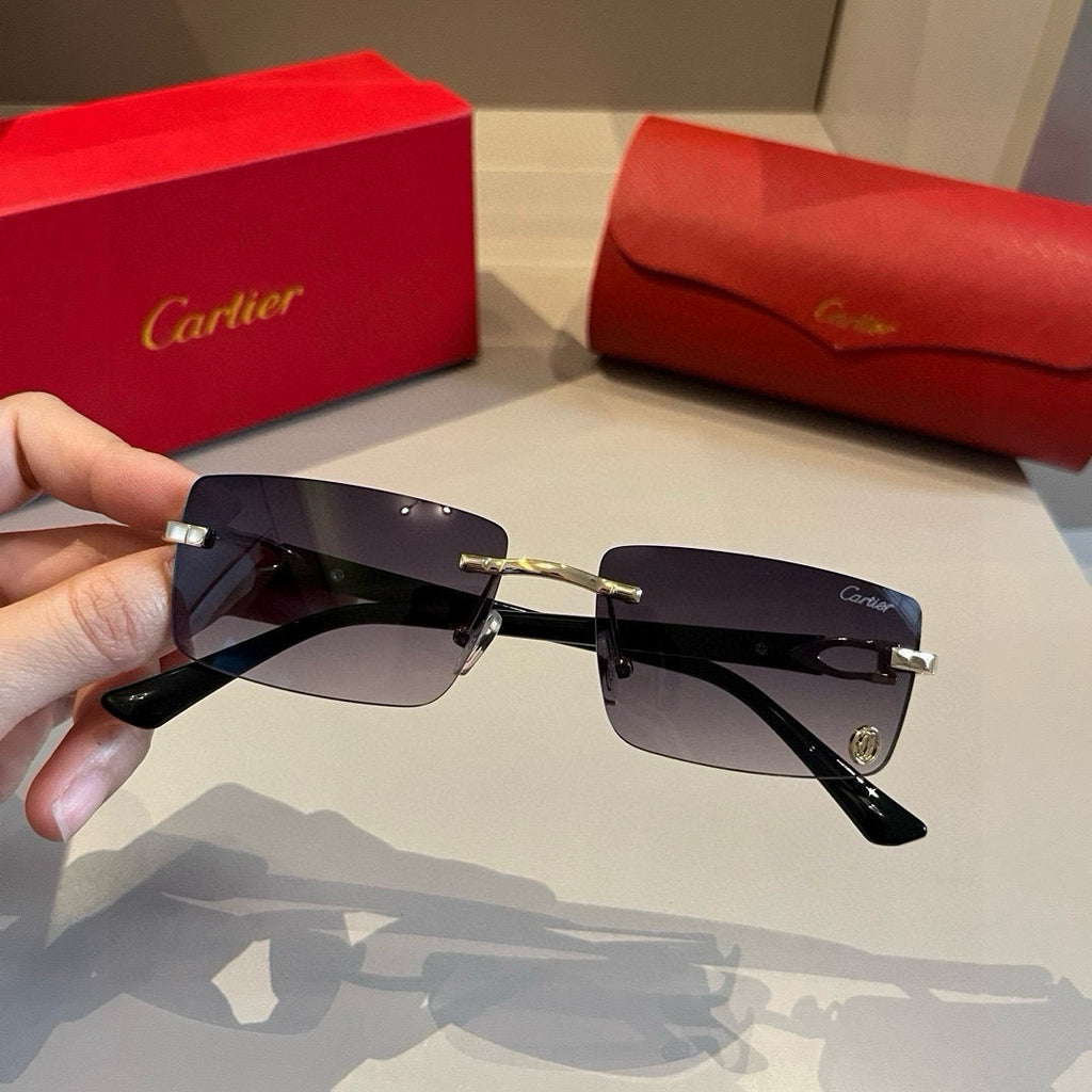 Cartier Lightweight Metal Rimless Silver Lens Sunglasses for Men & Wo - 415897 - detail image 6