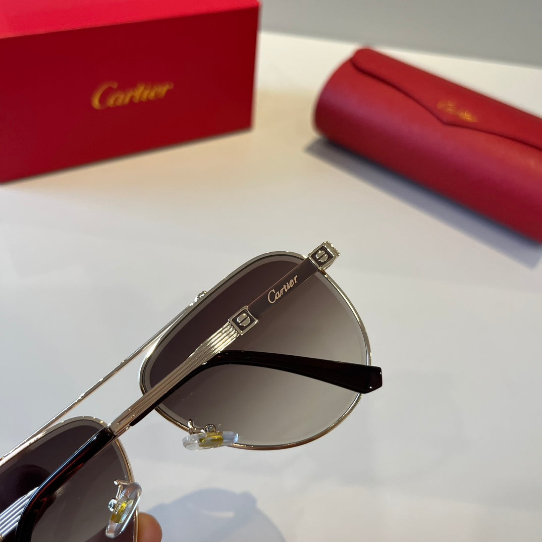 Cartier Lightweight Metal Rimless Brown Lens Sunglasses for Men & Wom - 432321 - detail image 7