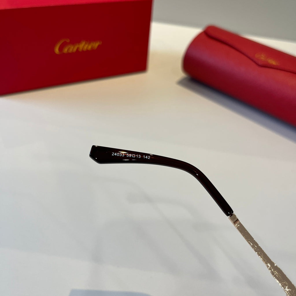 Cartier Lightweight Metal Rimless Brown Lens Sunglasses for Men & Wom - 432321 - detail image 9