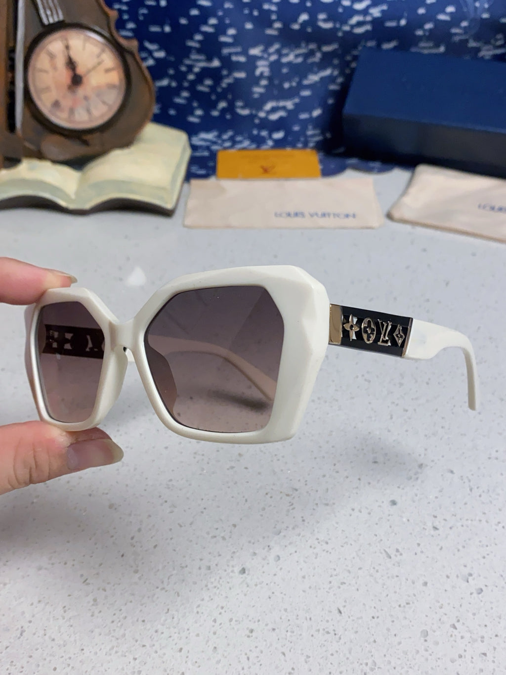 Louis Vuitton Oversized Silver Lens Sunglasses for Women - detail image 6