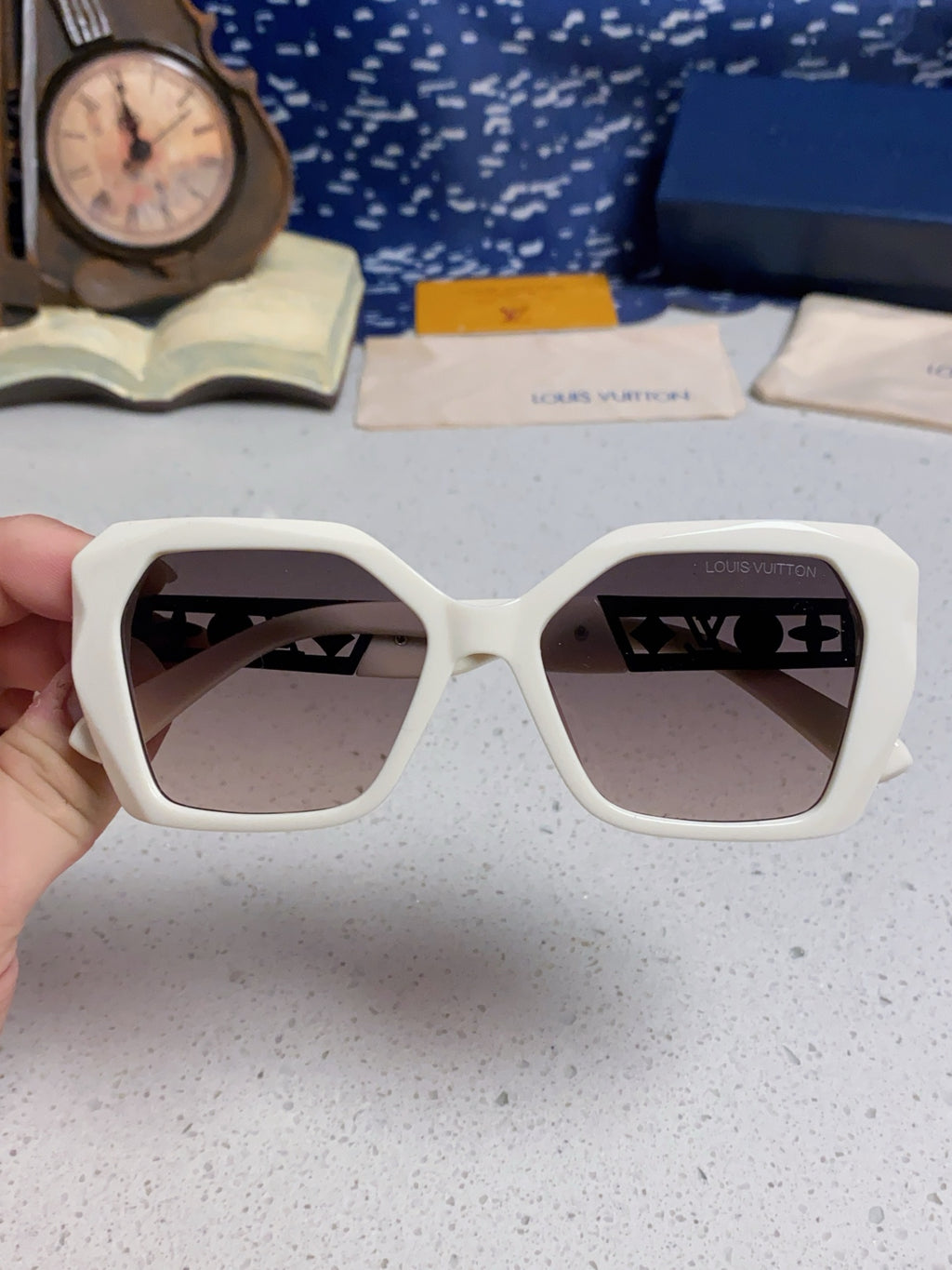 Louis Vuitton Oversized Silver Lens Sunglasses for Women - detail image 4