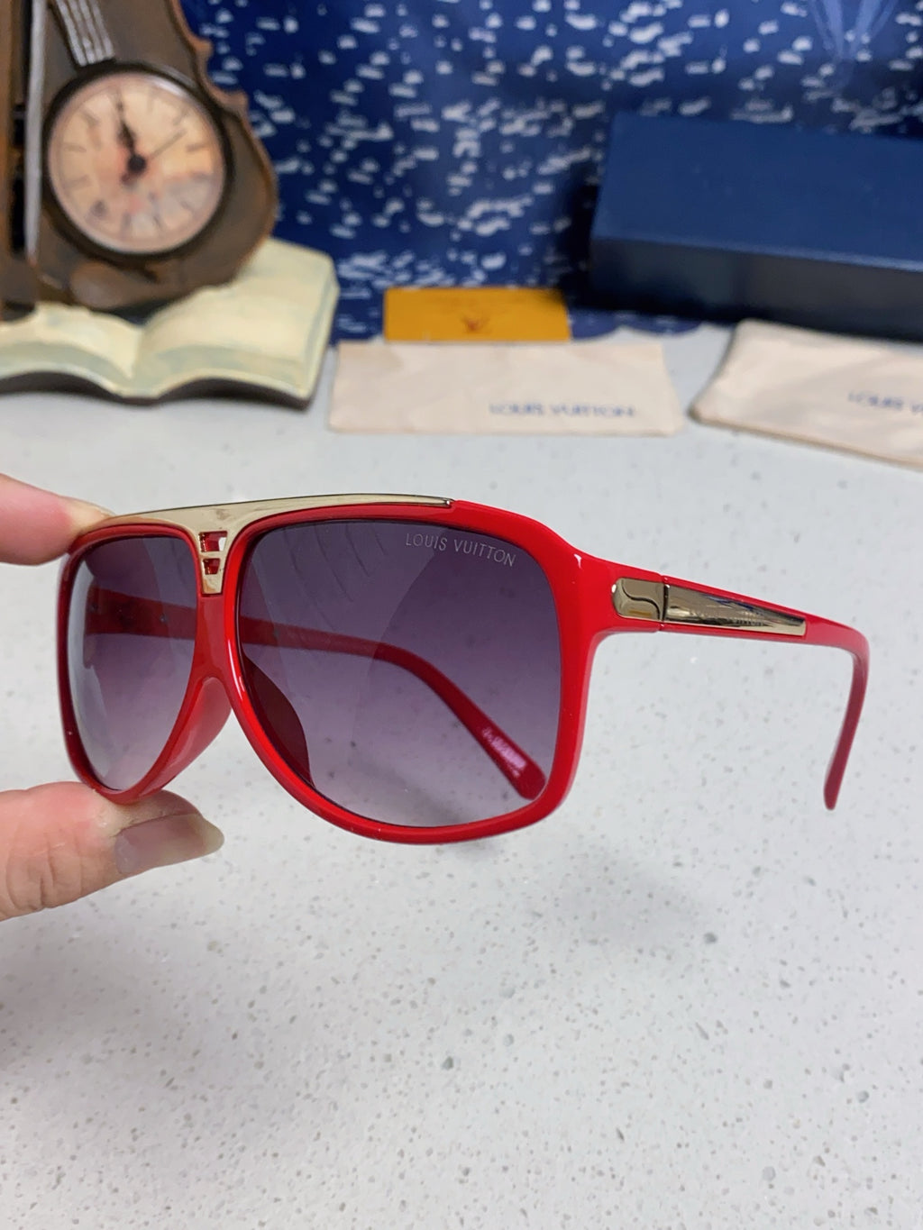 Louis Vuitton Polarized Square Red Lens Sunglasses for Men & Women - detail image 6