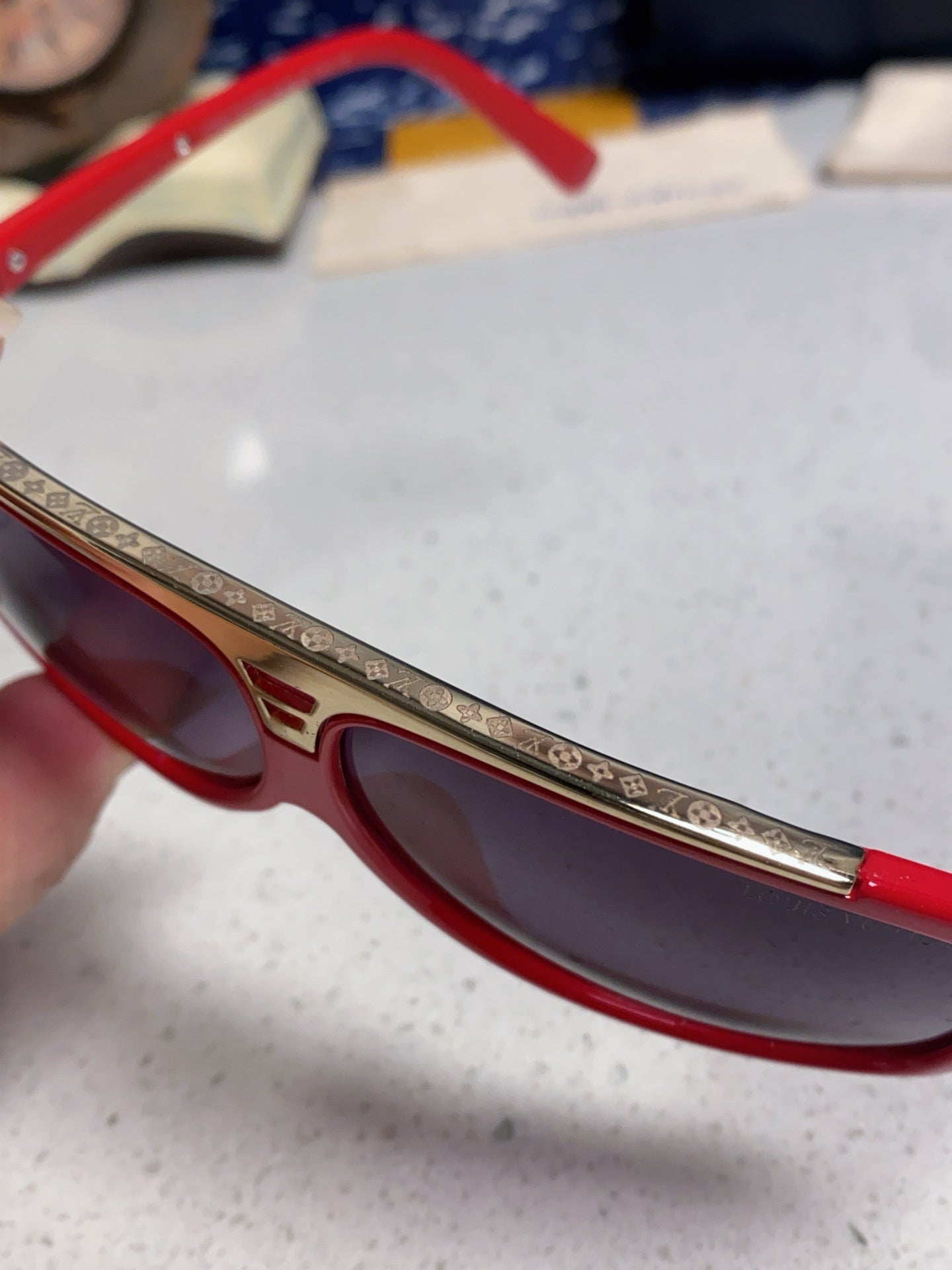 Louis Vuitton Polarized Square Red Lens Sunglasses for Men & Women - detail image 8