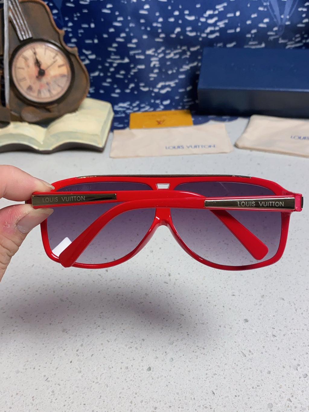 Louis Vuitton Polarized Square Red Lens Sunglasses for Men & Women - detail image 5